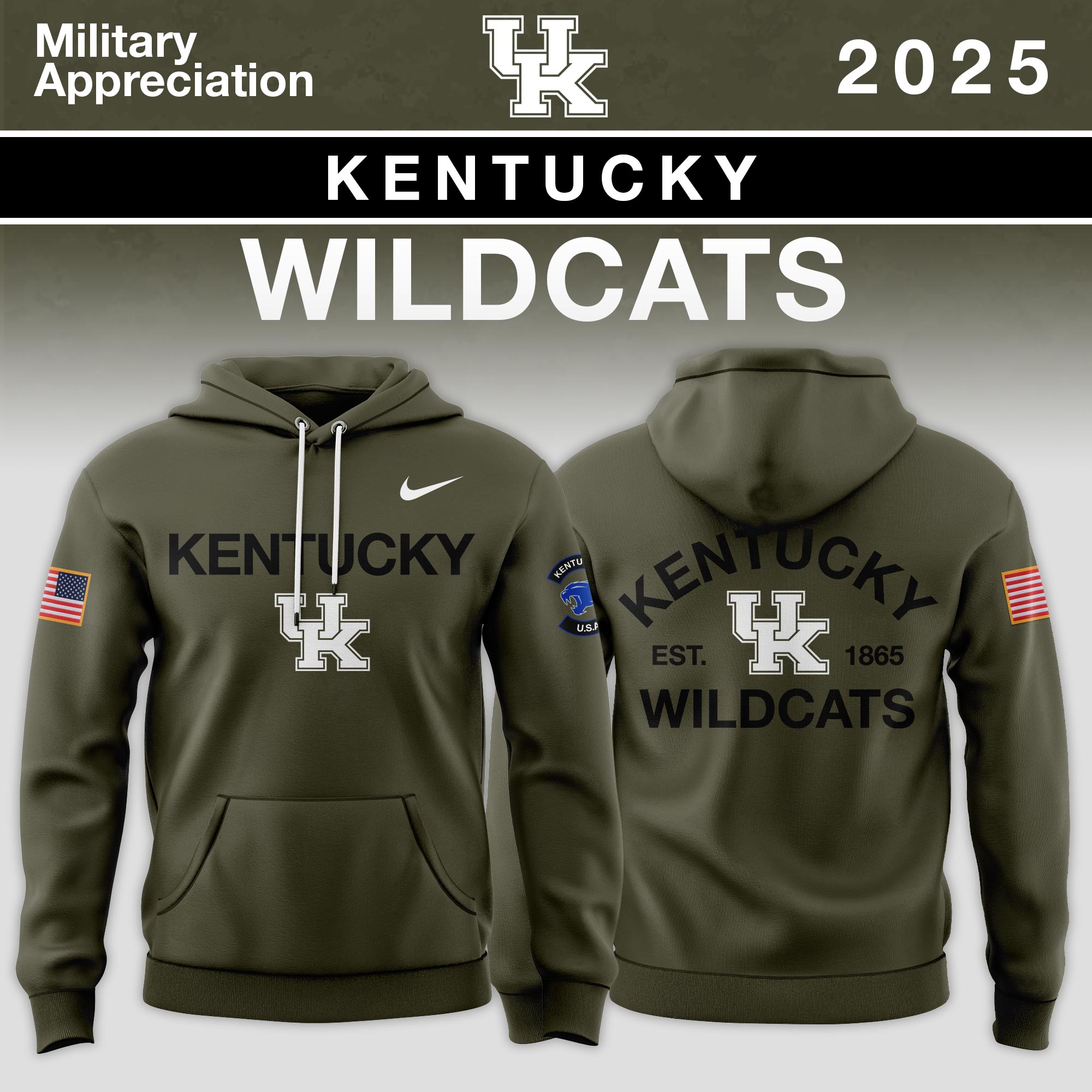 Kentucky Wildcats Southeastern Conference Teams 2025 Military Appreciation Limited Edition Hoodie
