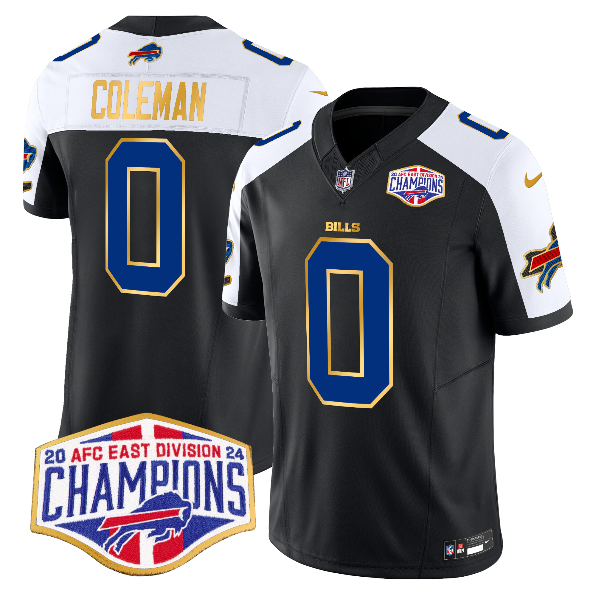 Keon Coleman Men's Buffalo Bills 2024 AFC East Division Champions Gold Trim Vapor Limited Black Alternate Jersey - All Stitched