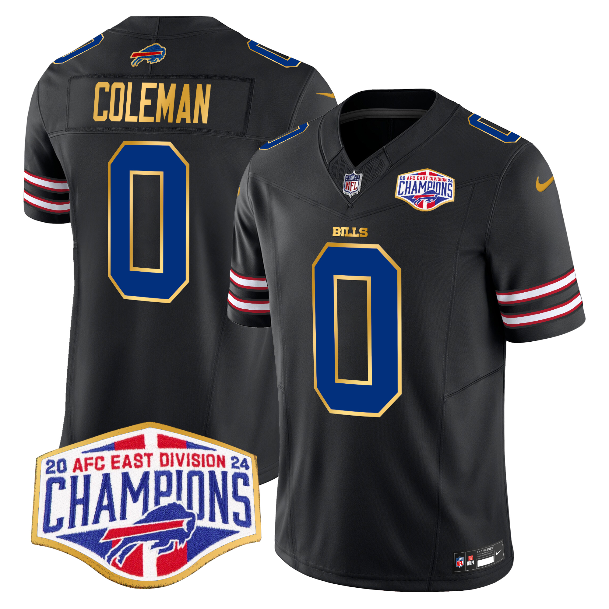 Keon Coleman Men's Buffalo Bills 2024 AFC East Division Champions Gold Trim Vapor Limited Black Jersey - All Stitched