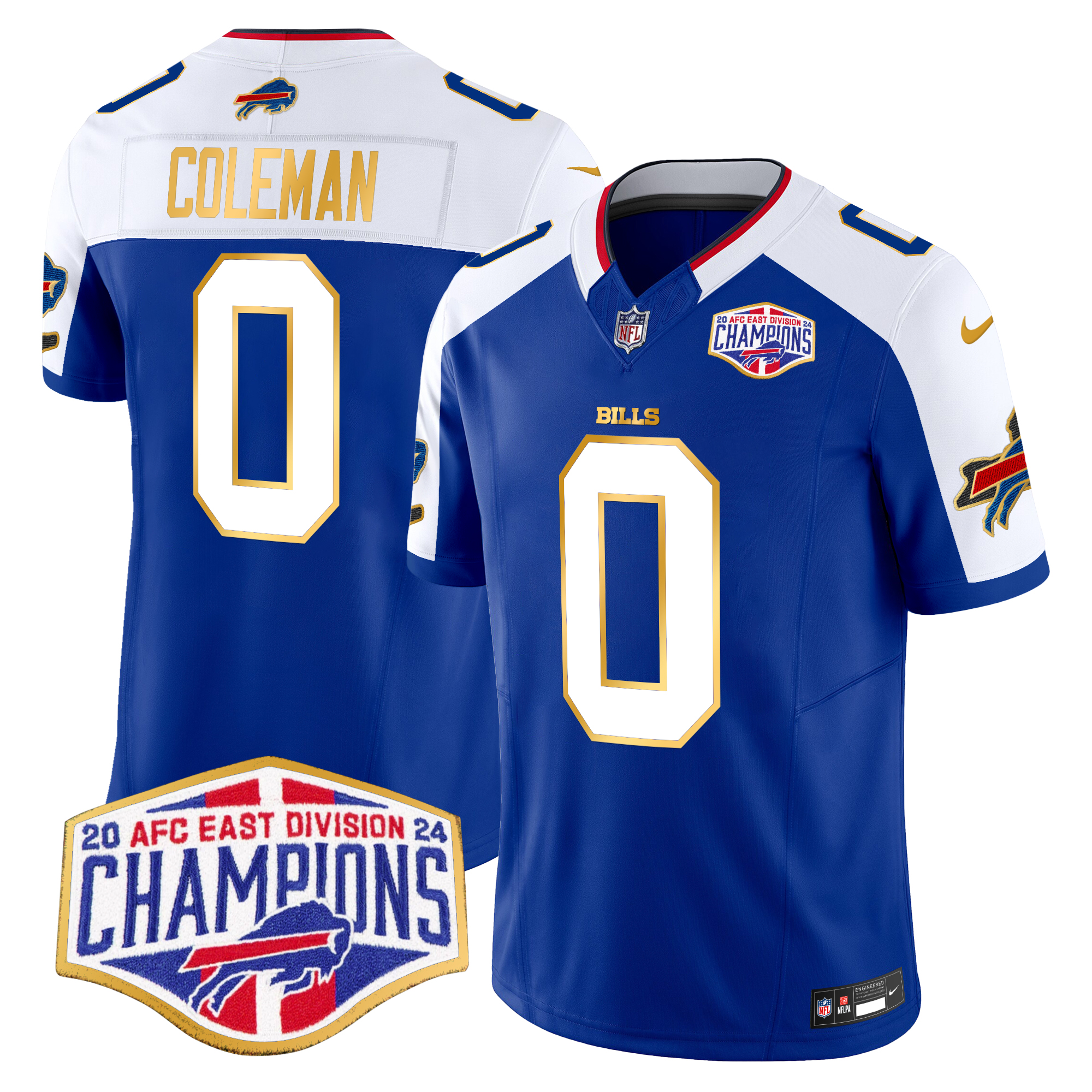 Keon Coleman Men's Buffalo Bills 2024 AFC East Division Champions Gold Trim Vapor Limited Royal Alternate Jersey - All Stitched