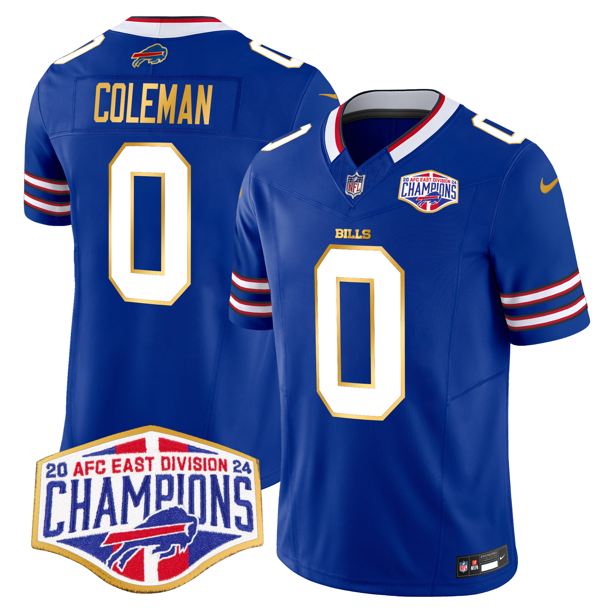 Keon Coleman Men's Buffalo Bills 2024 AFC East Division Champions Gold Trim Vapor Limited Royal Jersey - All Stitched