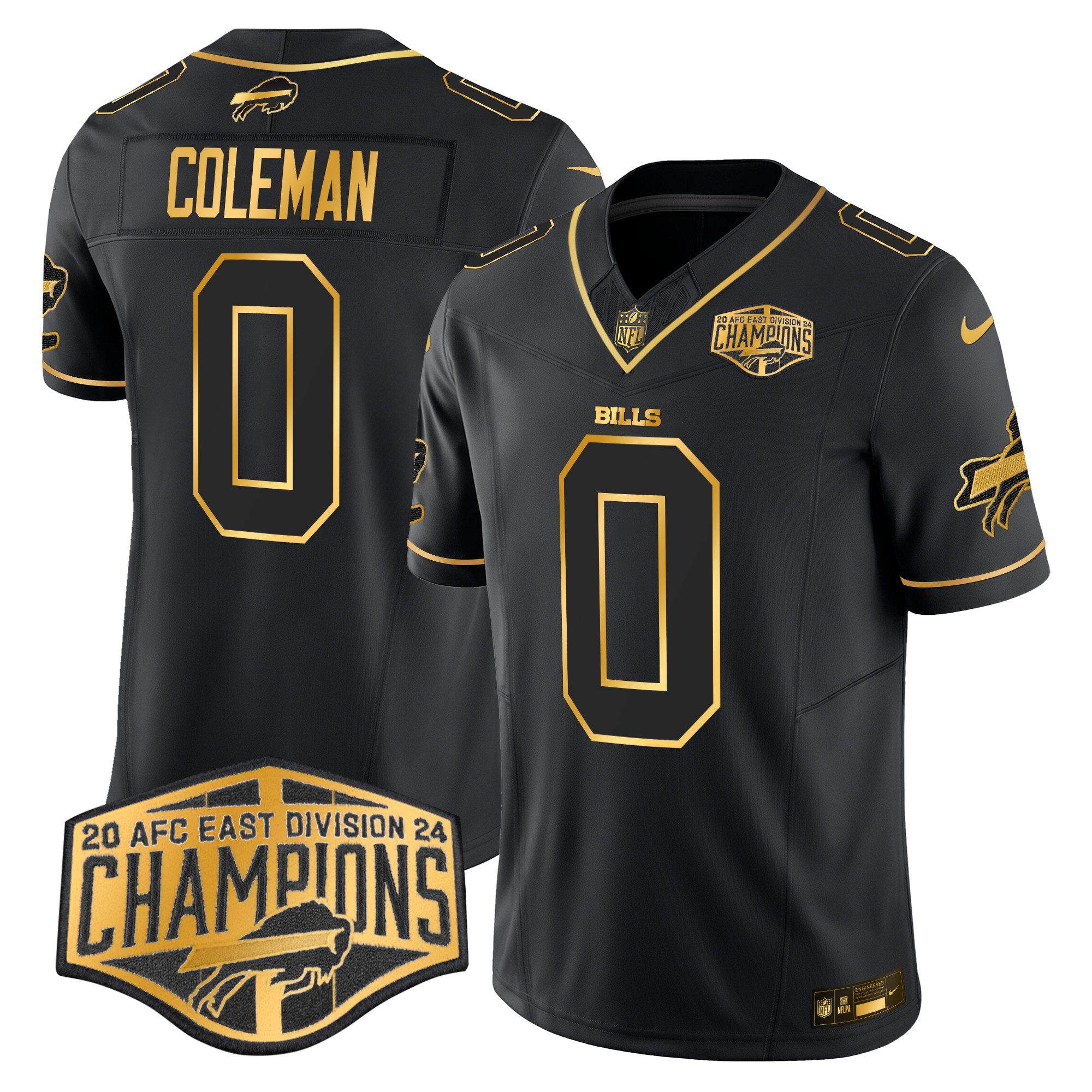Keon Coleman Men's Buffalo Bills 2024 AFC East Division Champions Gold Vapor Limited Black Gold Jersey - All Stitched