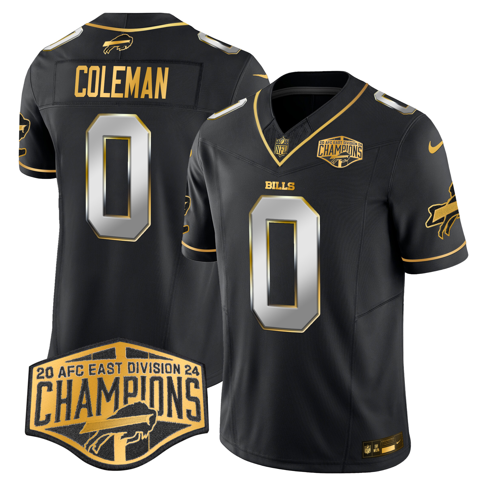 Keon Coleman Men's Buffalo Bills 2024 AFC East Division Champions Gold Vapor Limited Black Limited Jersey - All Stitched