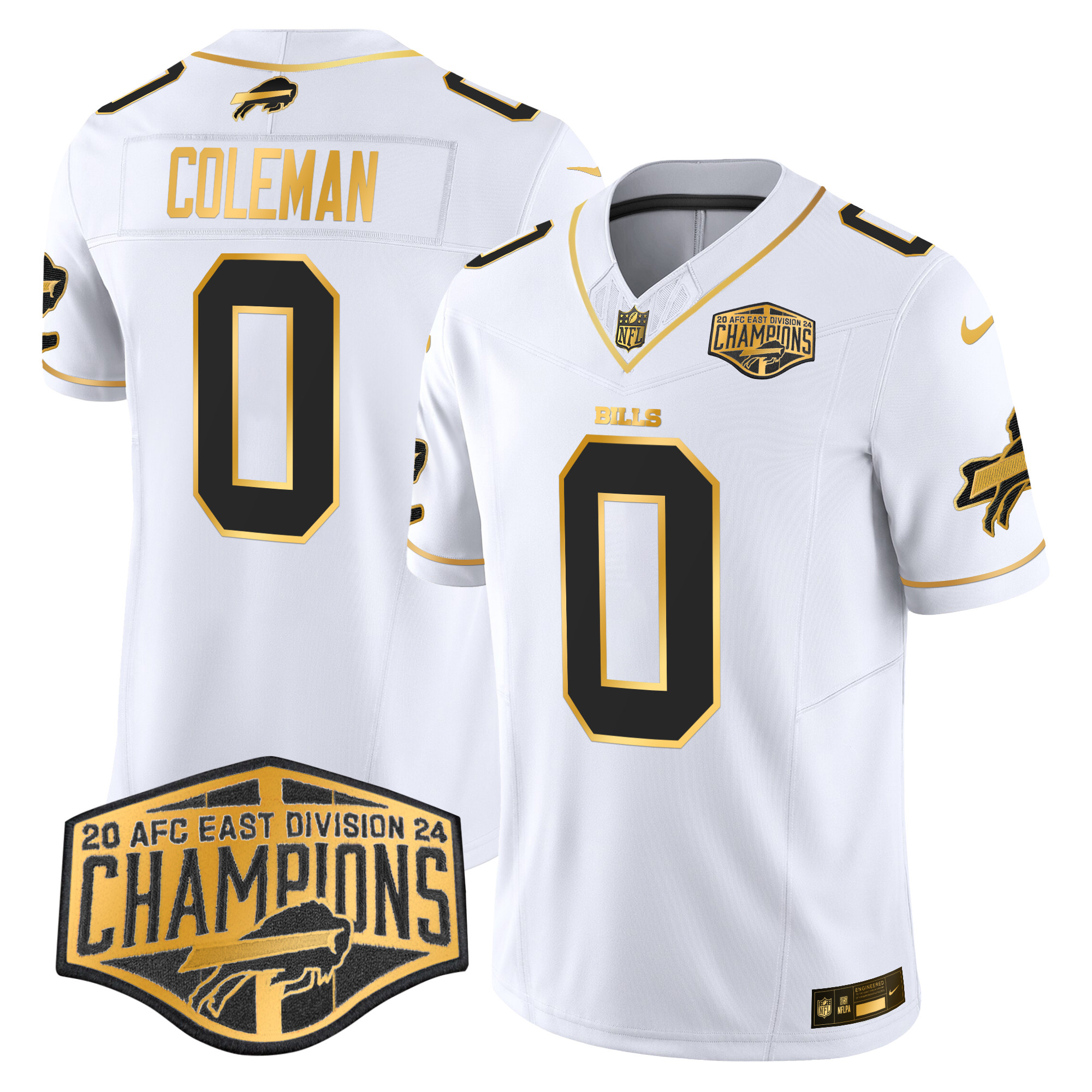 Keon Coleman Men's Buffalo Bills 2024 AFC East Division Champions Gold Vapor Limited White Gold Jersey - All Stitched