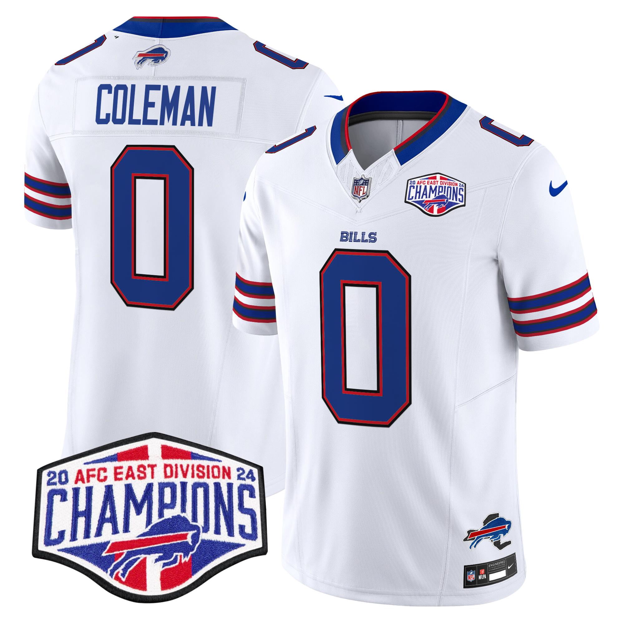 Keon Coleman Men's Buffalo Bills 2024 AFC East Division Champions Vapor Limited White Jersey - All Stitched