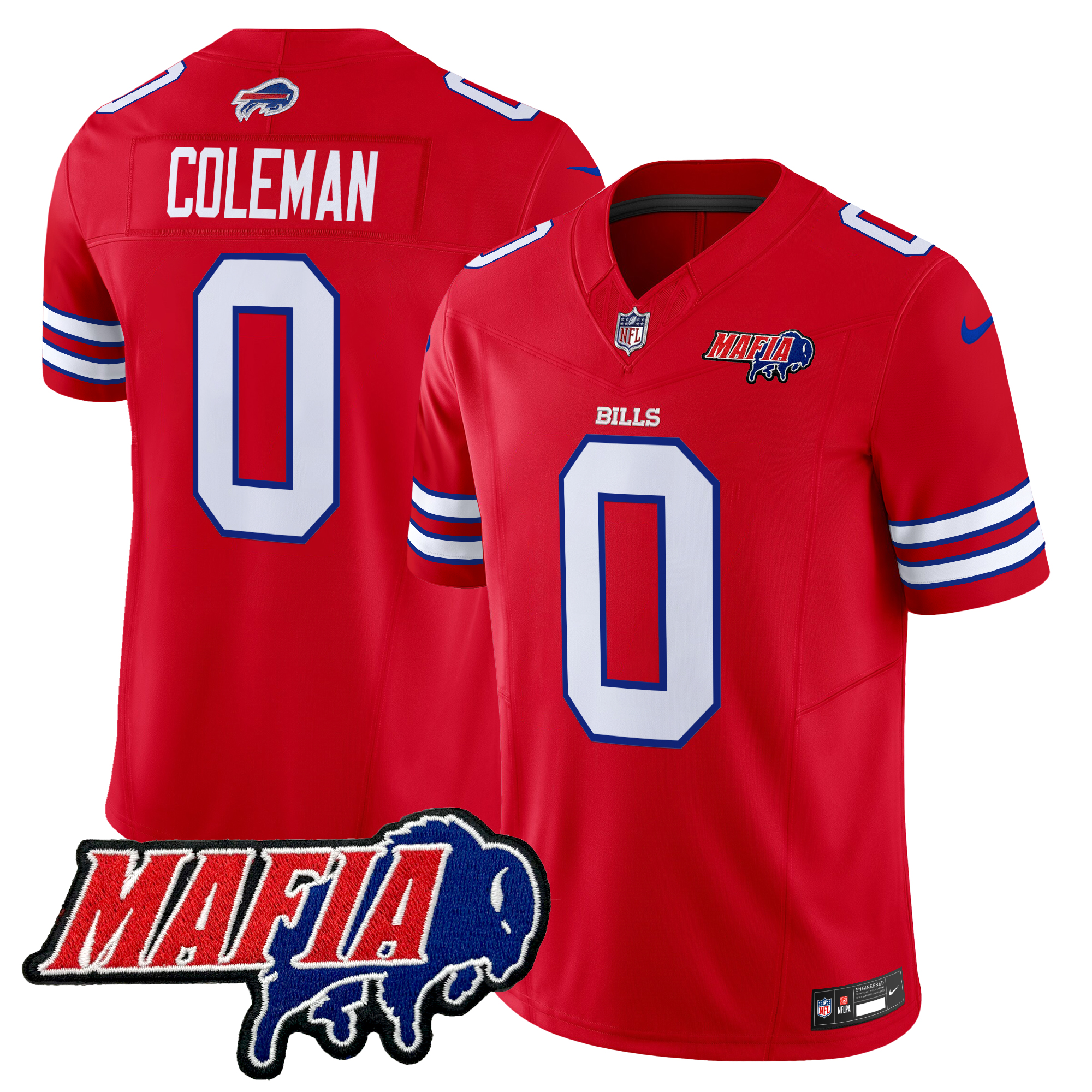 Keon Coleman Men's Buffalo Bills 2024 Buffalo Bills Mafia Patch Vapor Limited Red Jersey - All Stitched