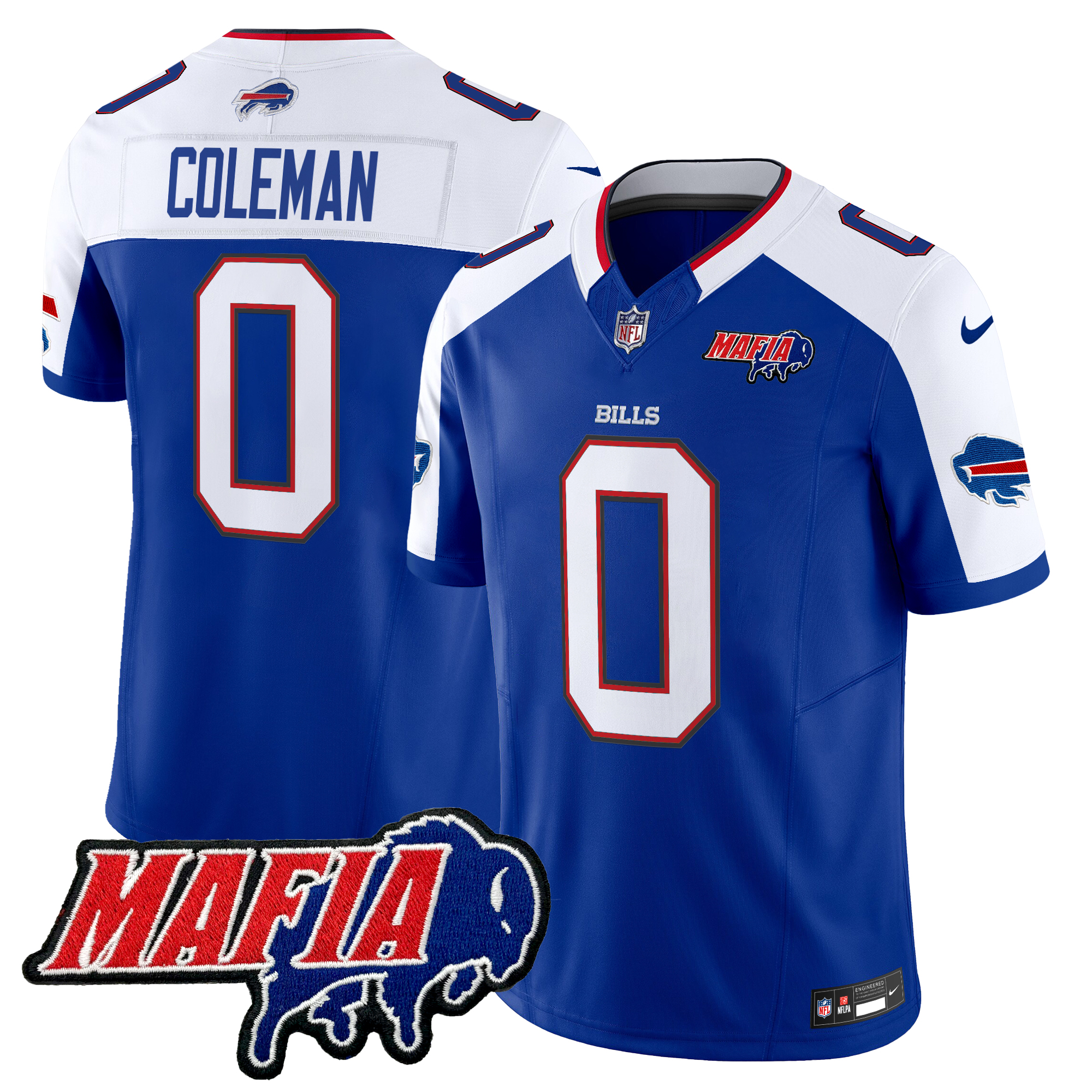 Keon Coleman Men's Buffalo Bills 2024 Buffalo Bills Mafia Patch Vapor Limited Royal Alternate Jersey - All Stitched