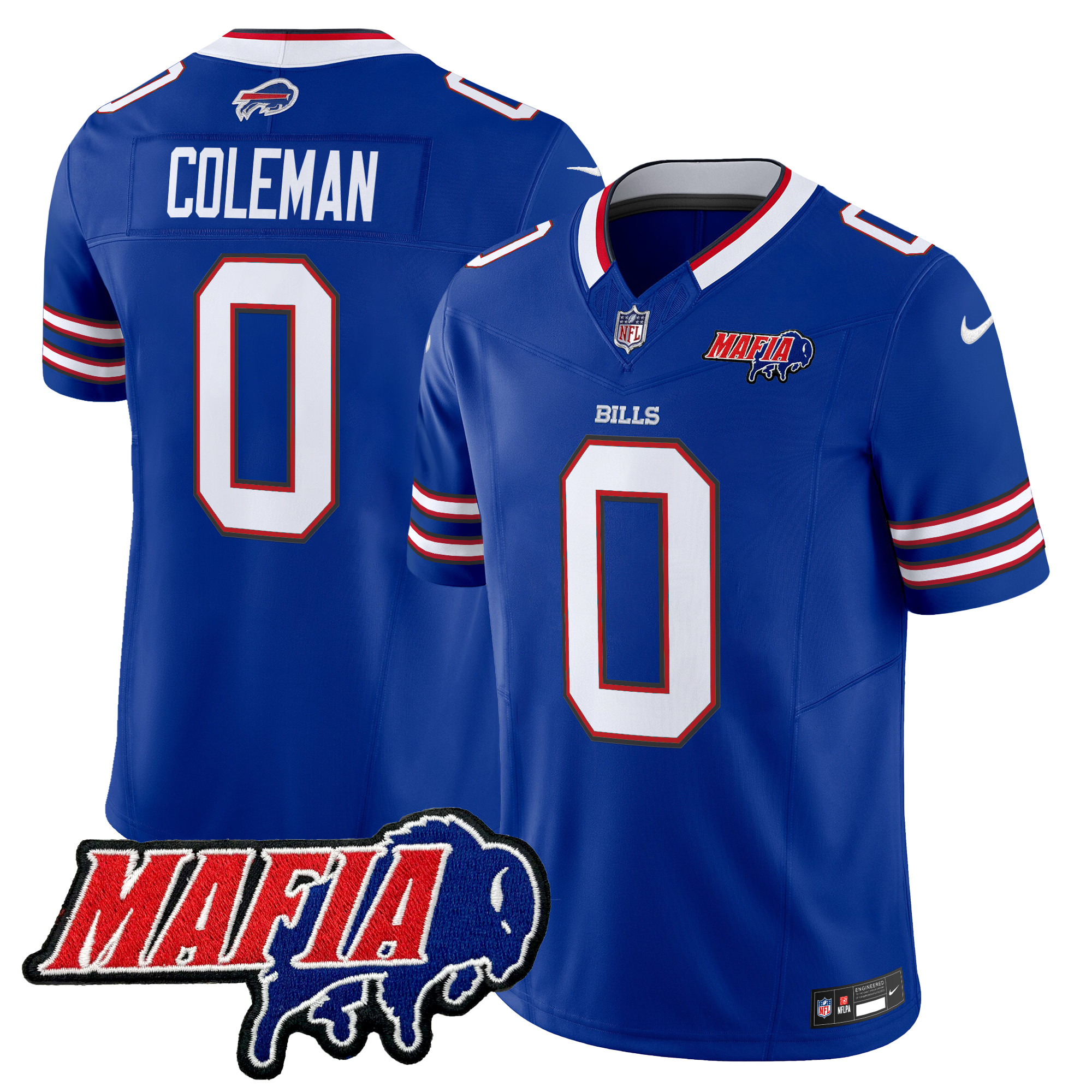 Keon Coleman Men's Buffalo Bills 2024 Buffalo Bills Mafia Patch Vapor Limited Royal Jersey - All Stitched