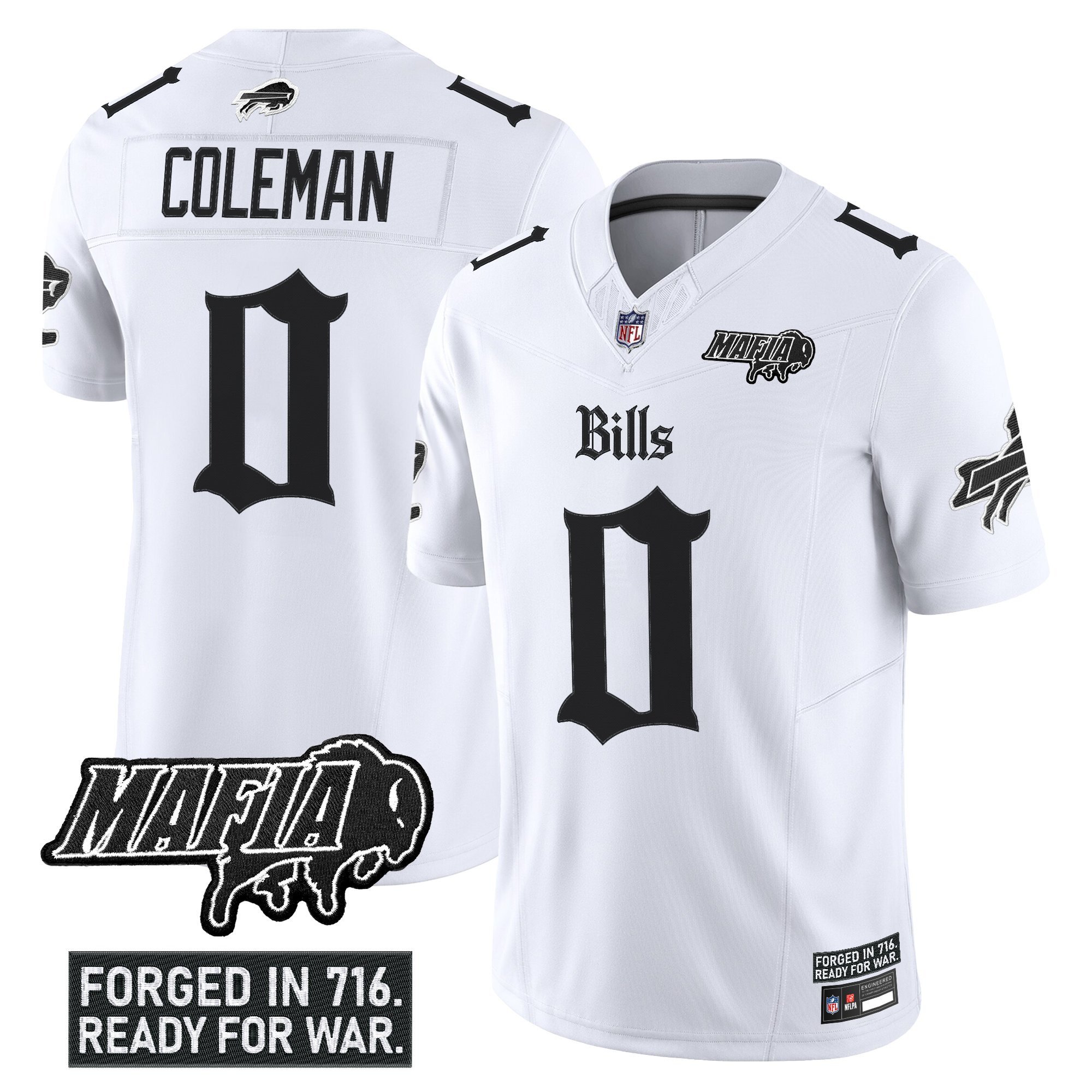 Keon Coleman Men's Buffalo Bills 'Gothic Cold Front Edition' Vapor Limited White Jersey - All Stitched