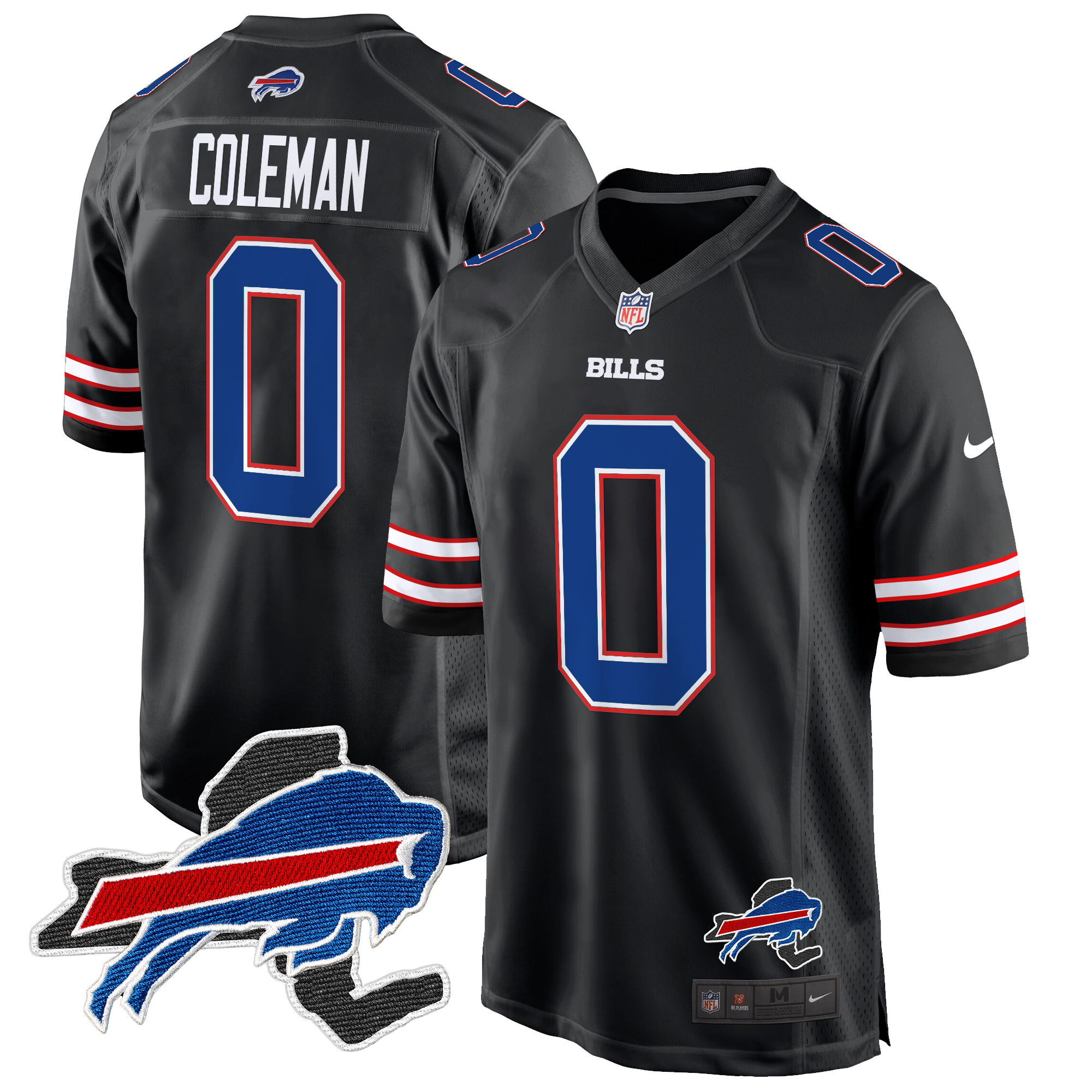 Keon Coleman Men's Buffalo Bills New York Patch Game Black Jersey - All Stitched