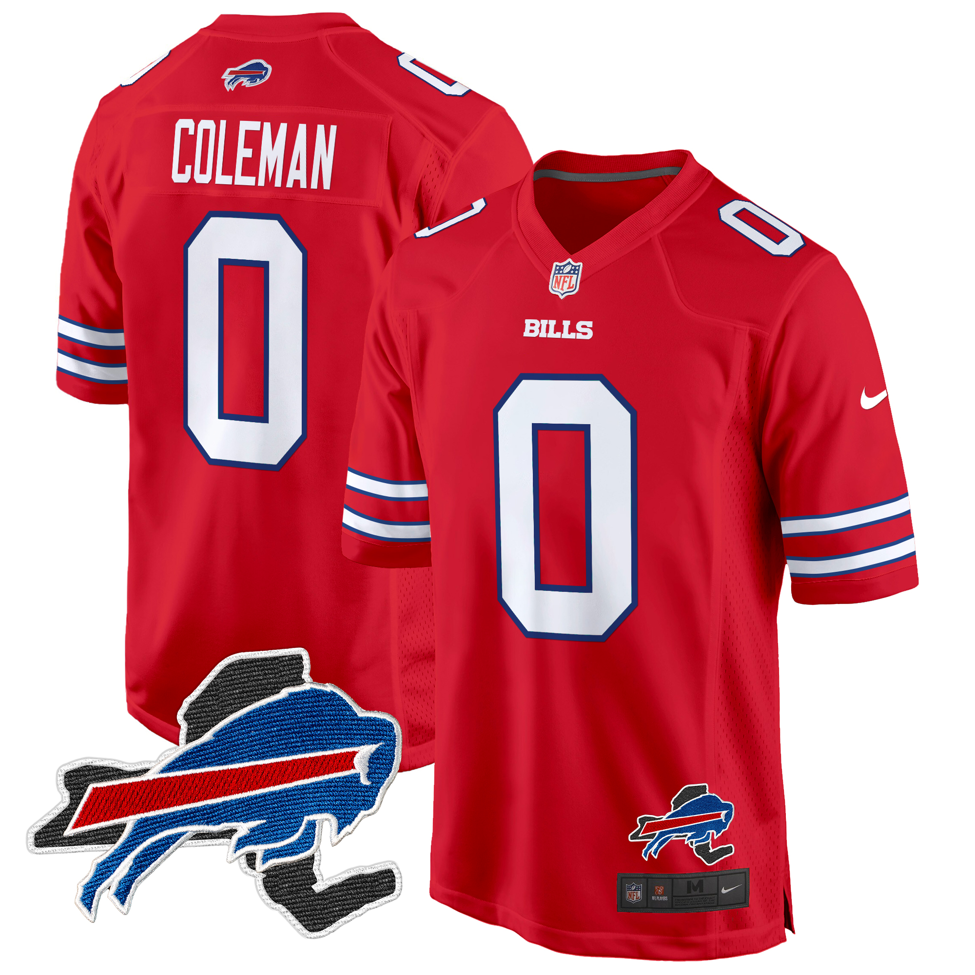 Keon Coleman Men's Buffalo Bills New York Patch Game Red Jersey - All Stitched
