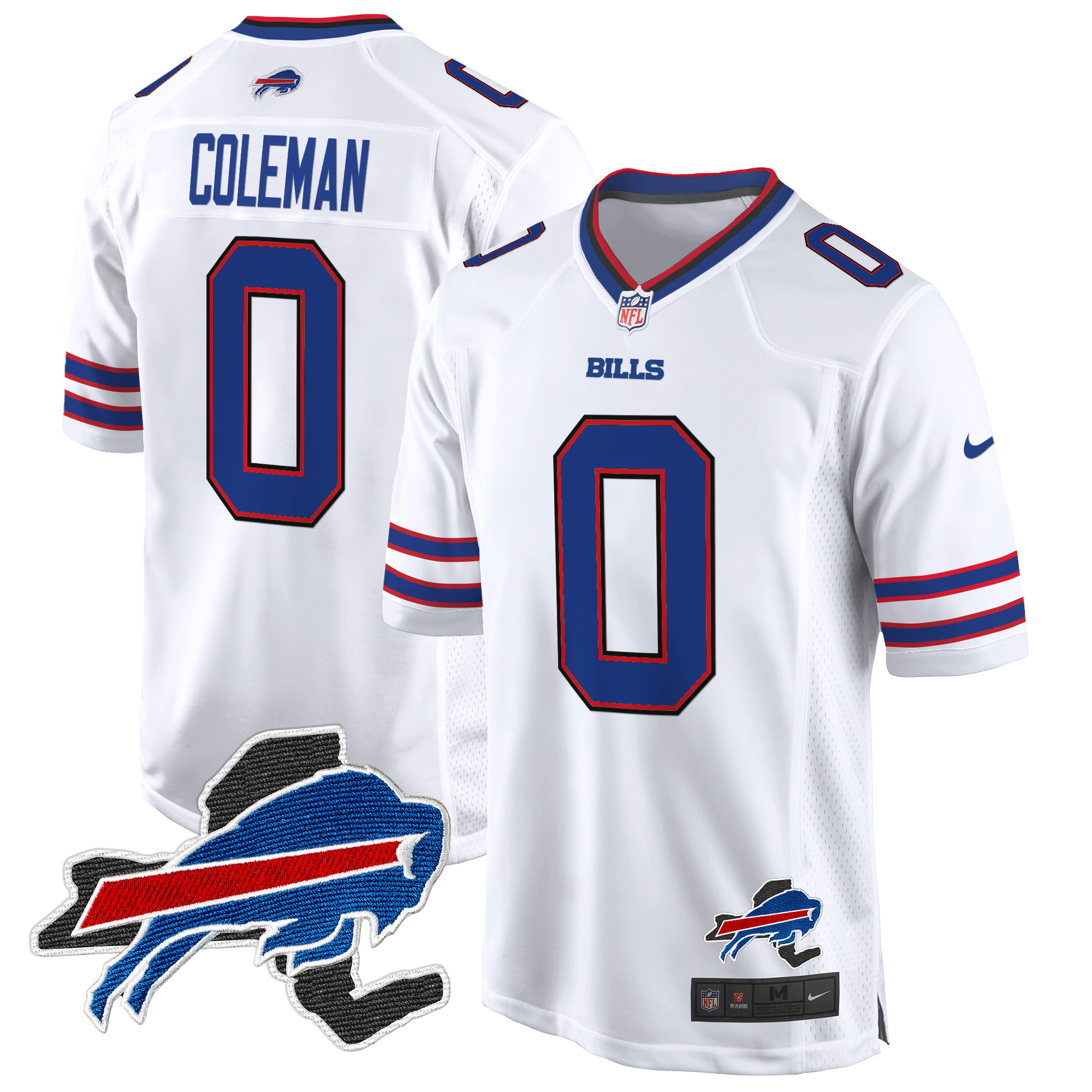 Keon Coleman Men's Buffalo Bills New York Patch Game White Jersey - All Stitched