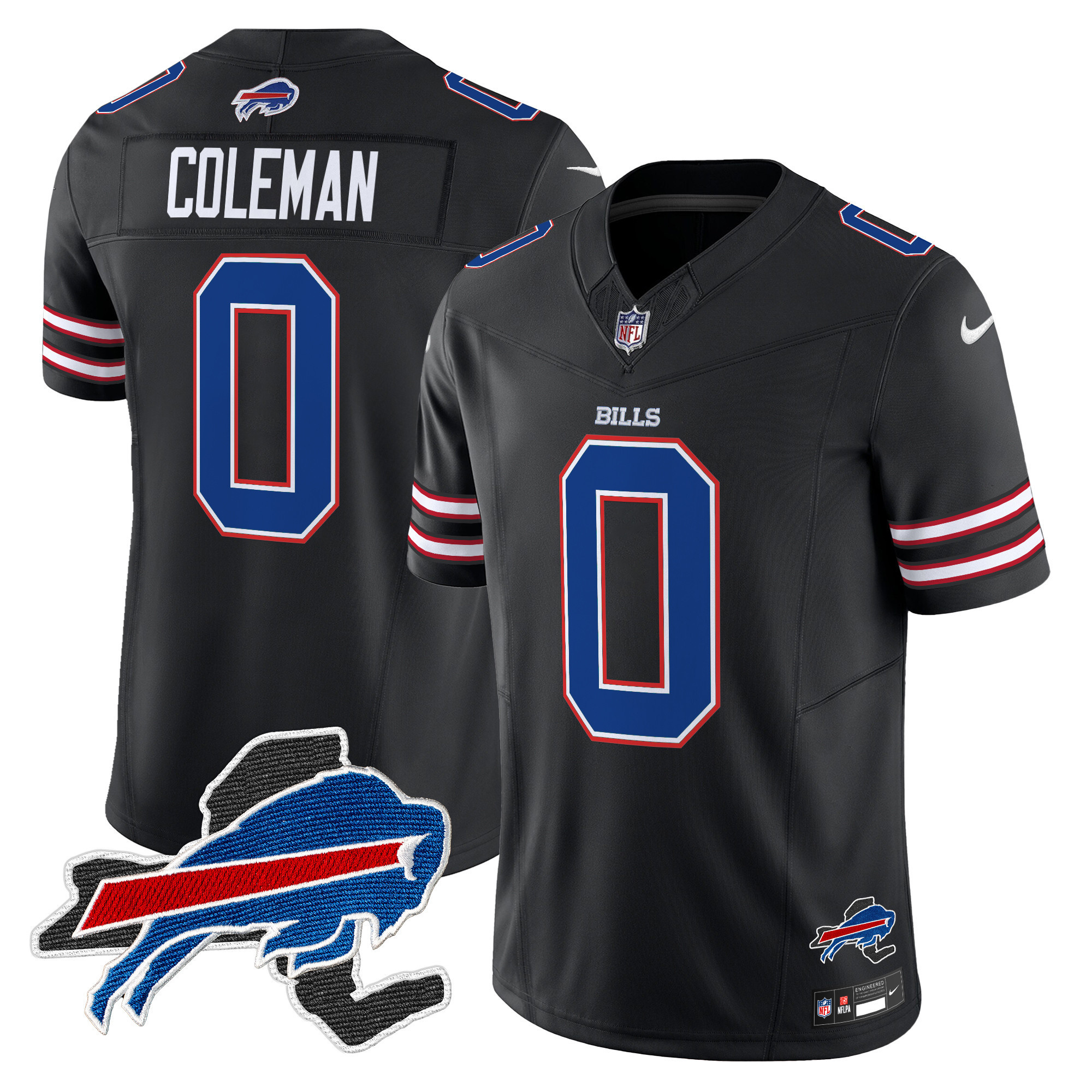 Keon Coleman Men's Buffalo Bills New York Patch Vapor Limited Black Jersey - All Stitched