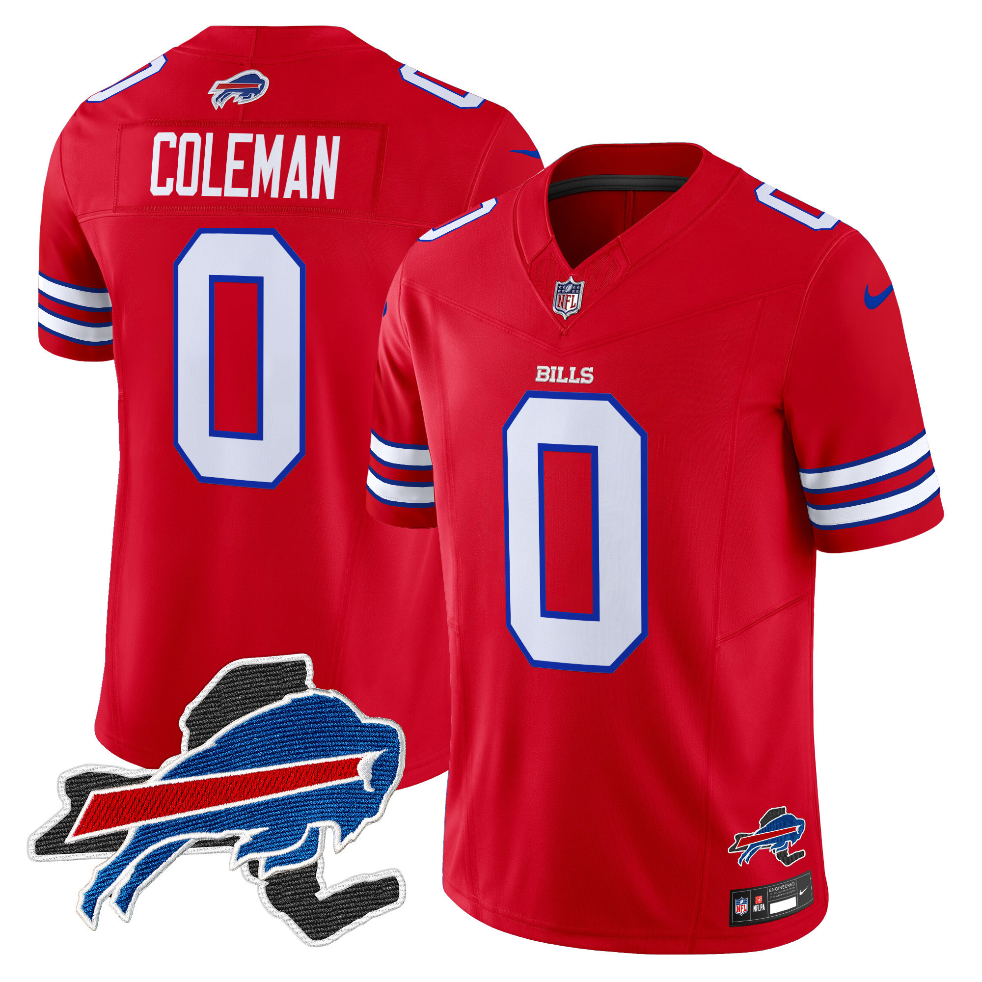 Keon Coleman Men's Buffalo Bills New York Patch Vapor Limited Red Jersey - All Stitched