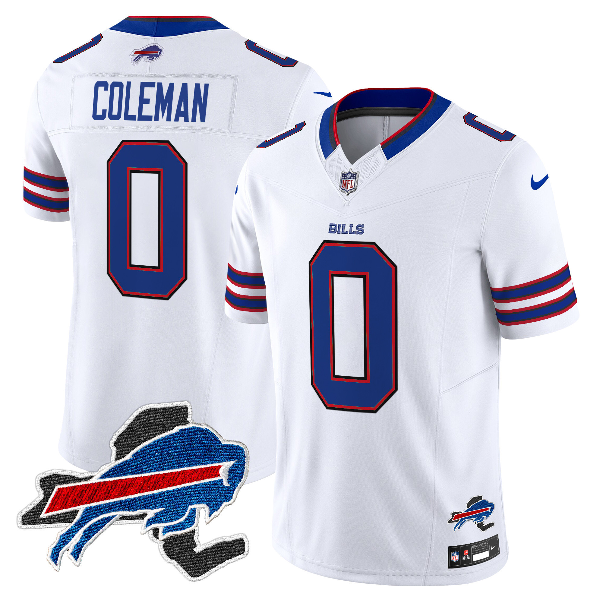 Keon Coleman Men's Buffalo Bills New York Patch Vapor Limited White Jersey - All Stitched
