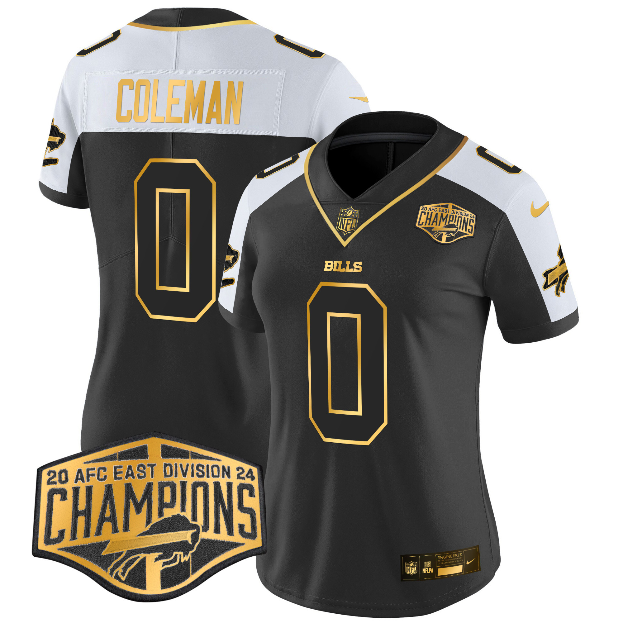 Keon Coleman Women's Buffalo Bills 2024 AFC East Division Champions Gold Vapor Limited Alternate Jersey - All Stitched