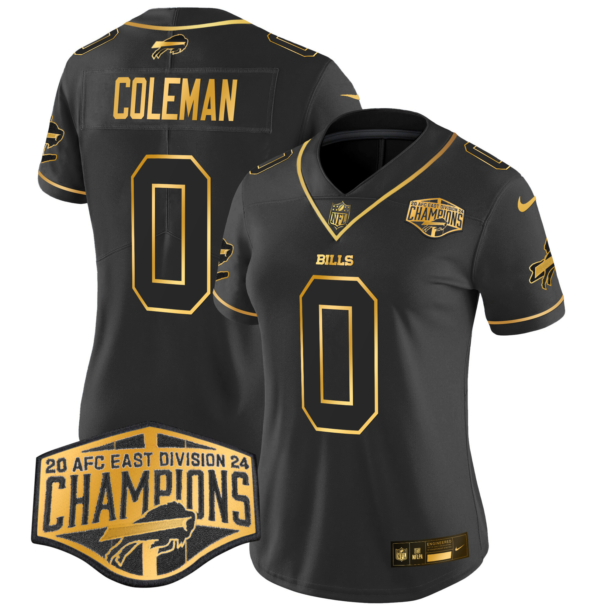 Keon Coleman Women's Buffalo Bills 2024 AFC East Division Champions Gold Vapor Limited Black Gold Jersey - All Stitched