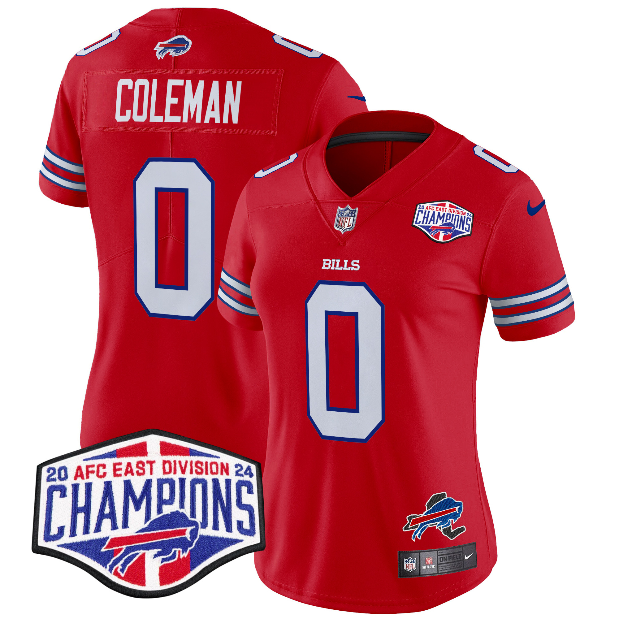 Keon Coleman Women's Buffalo Bills 2024 AFC East Division Champions Vapor Limited Red Jersey - All Stitched