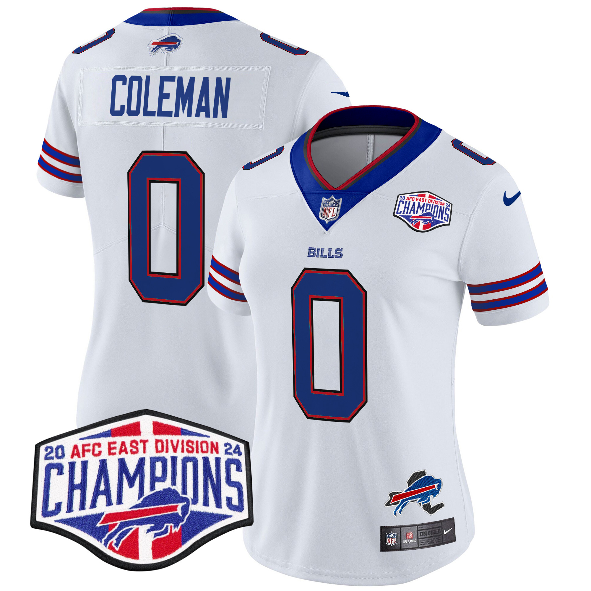 Keon Coleman Women's Buffalo Bills 2024 AFC East Division Champions Vapor Limited White Jersey - All Stitched