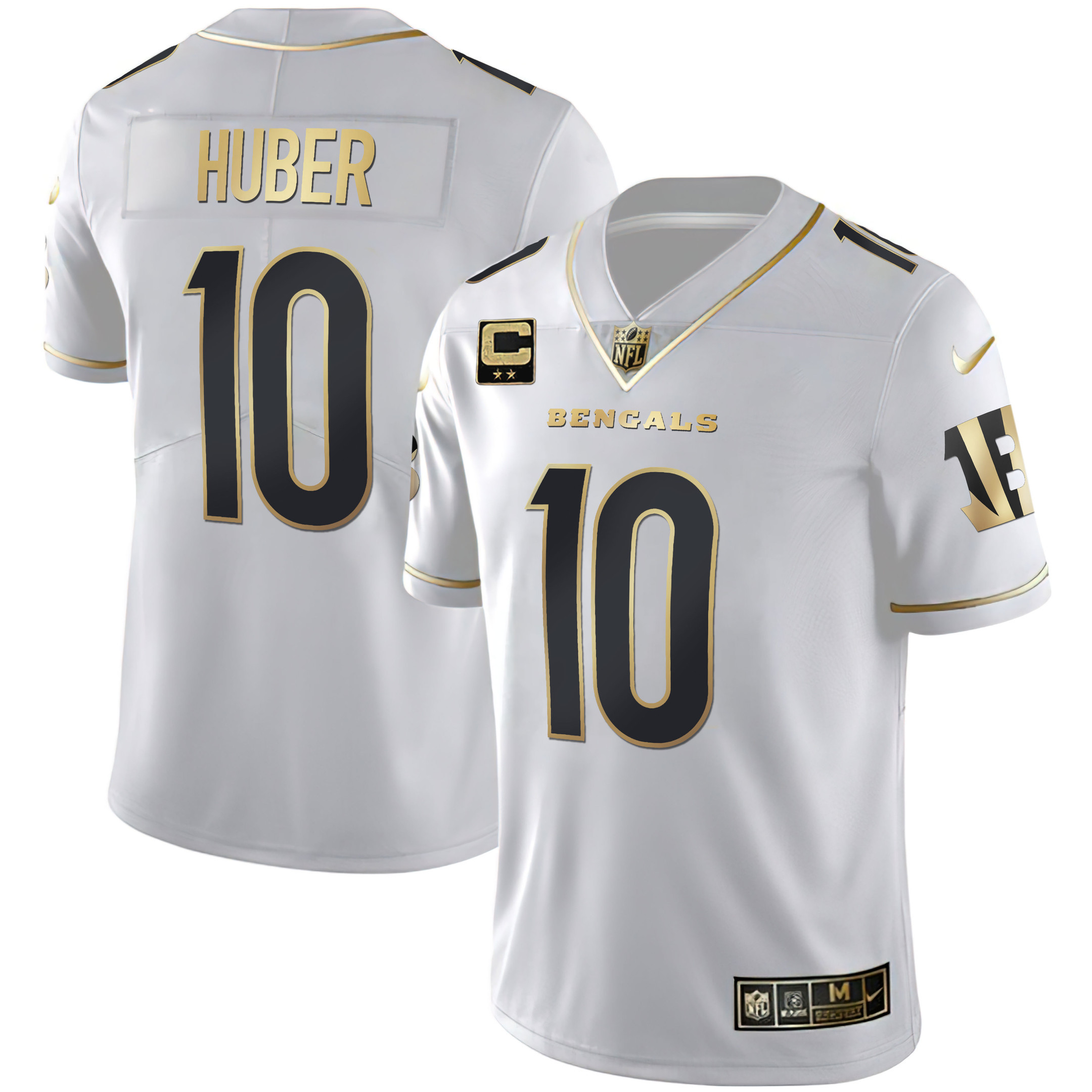 Kevin Huber Women's Cincinnati Bengals White Gold & Black Gold White Gold Jersey - All Stitched