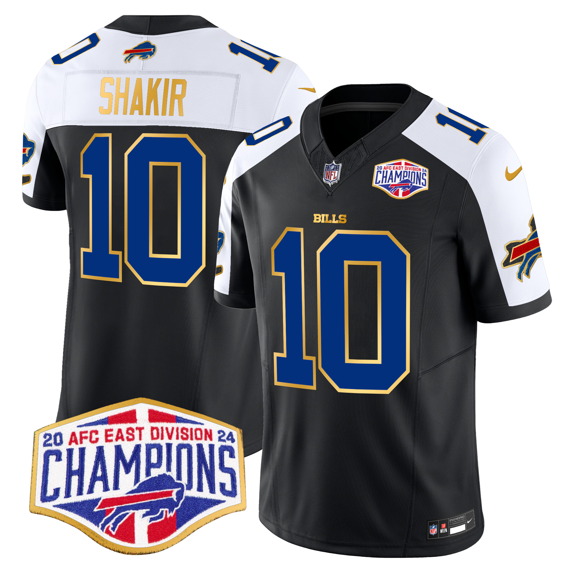 Khalil Shakir Men's Buffalo Bills 2024 AFC East Division Champions Gold Trim Vapor Limited Black Alternate Jersey - All Stitched