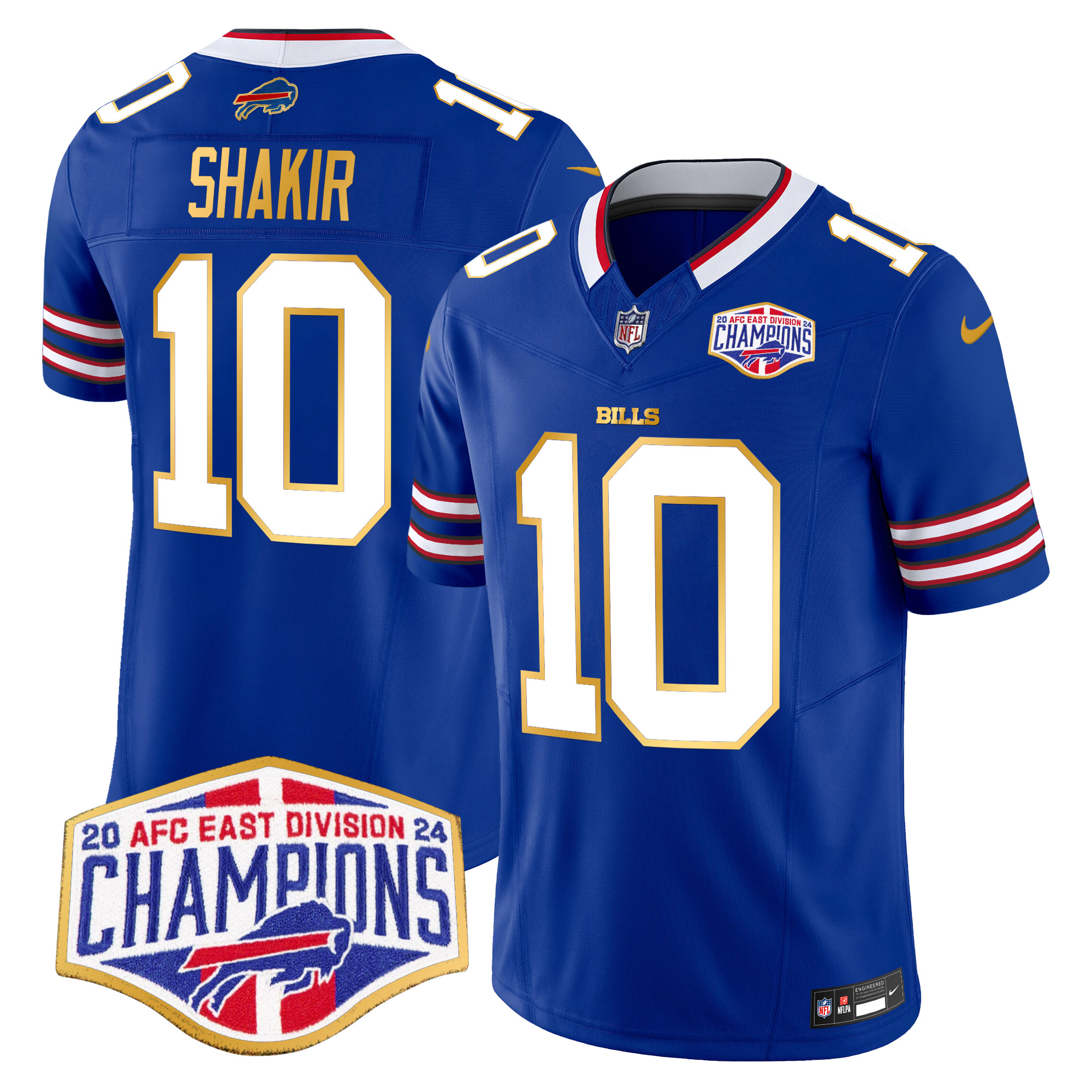 Khalil Shakir Men's Buffalo Bills 2024 AFC East Division Champions Gold Trim Vapor Limited Royal Jersey - All Stitched