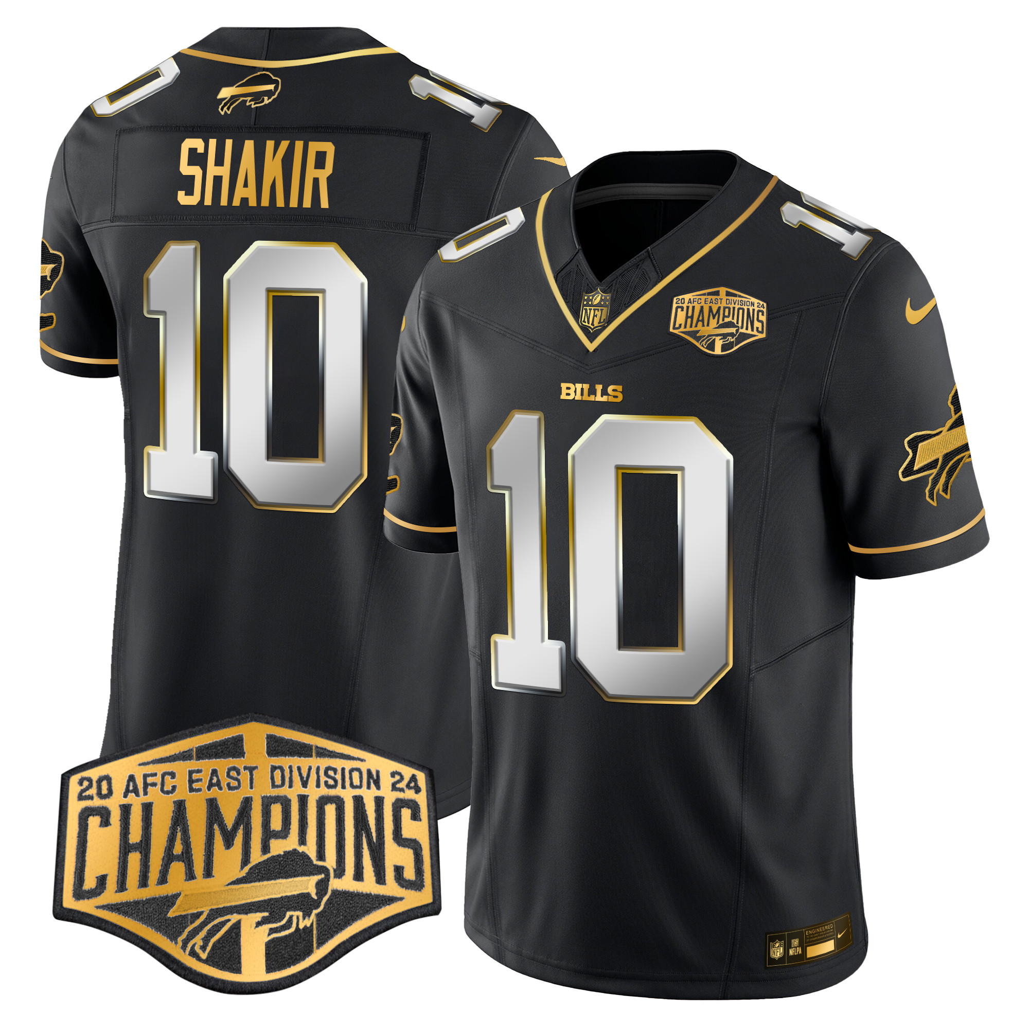 Khalil Shakir Men's Buffalo Bills 2024 AFC East Division Champions Gold Vapor Limited Black Limited Jersey - All Stitched