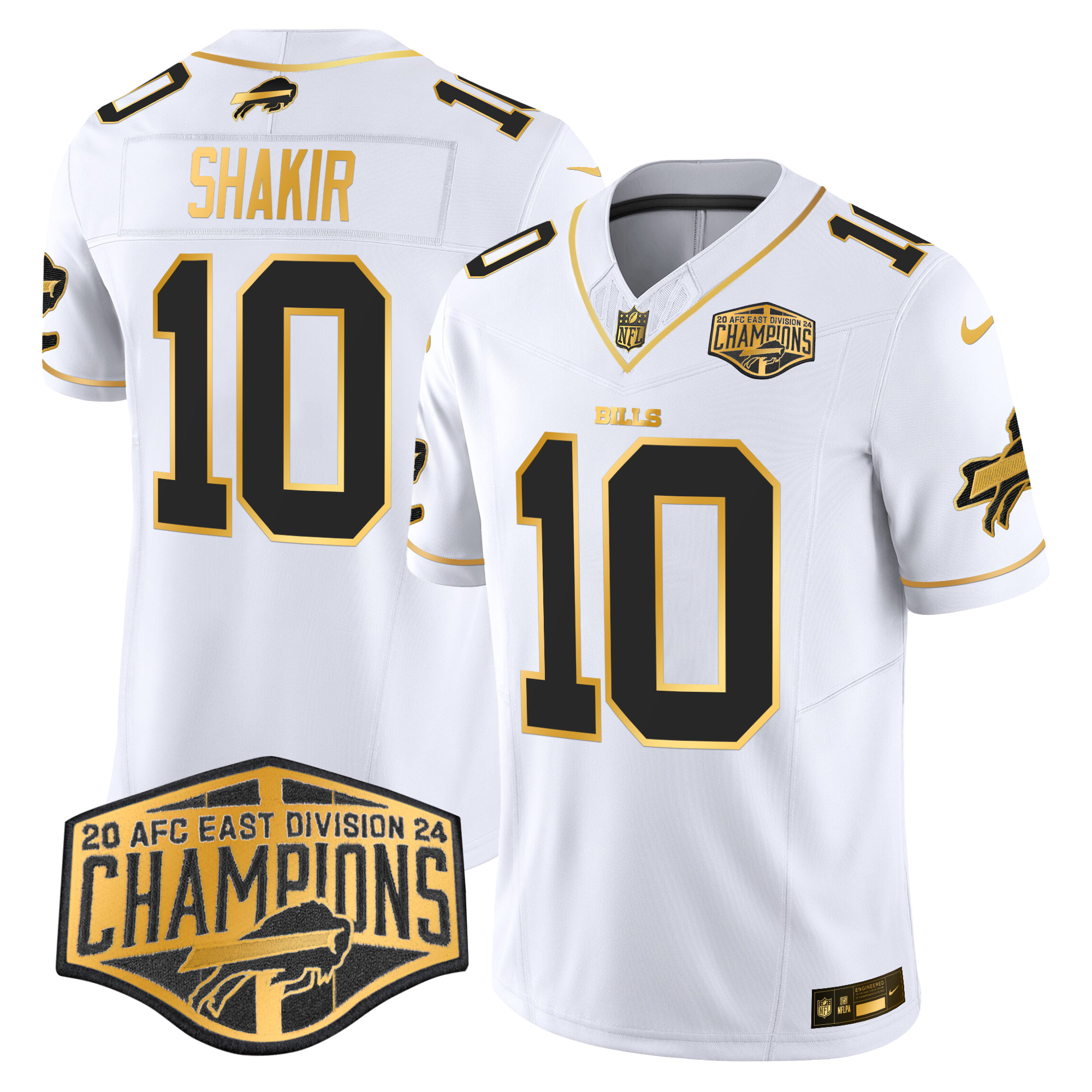Khalil Shakir Men's Buffalo Bills 2024 AFC East Division Champions Gold Vapor Limited White Gold Jersey - All Stitched