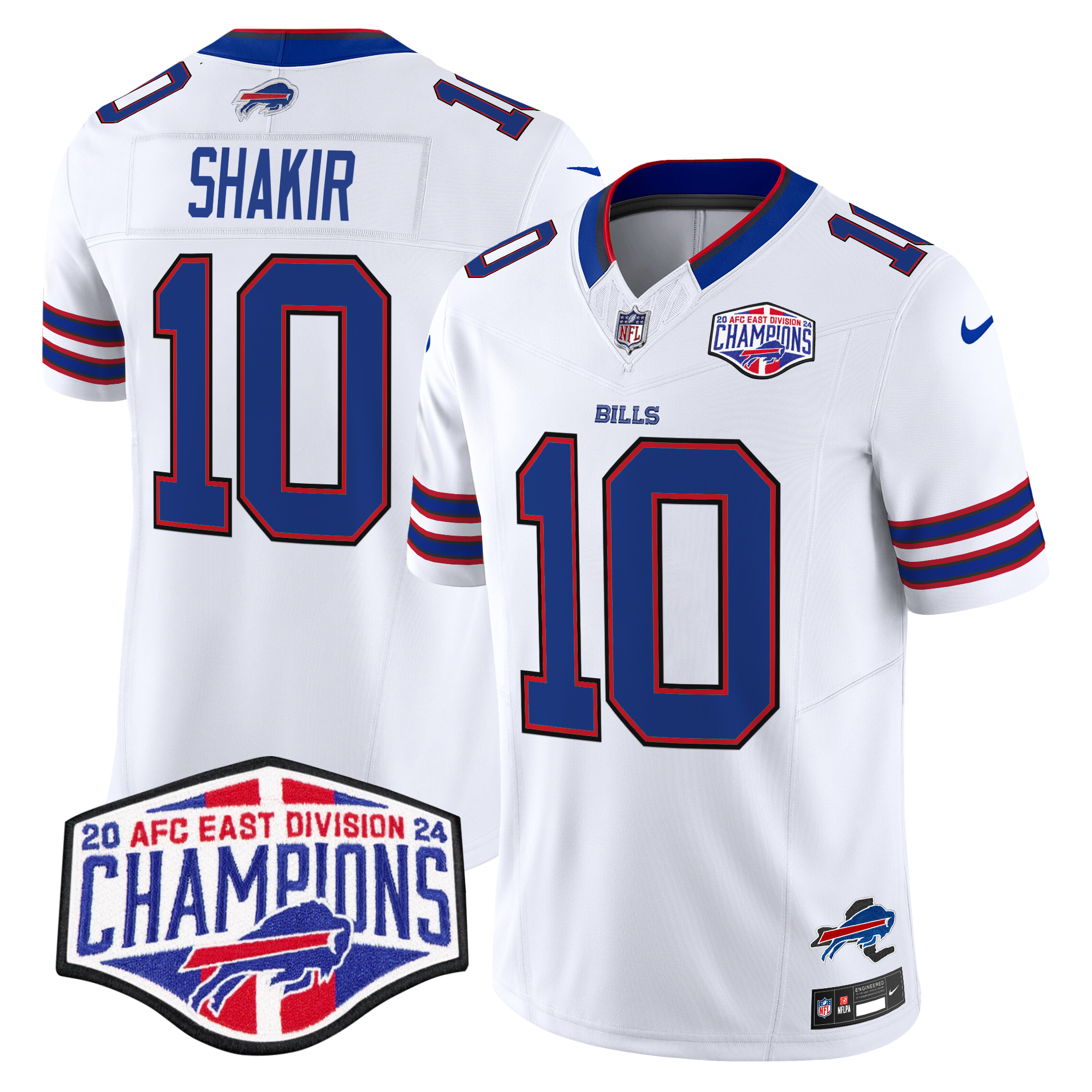 Khalil Shakir Men's Buffalo Bills 2024 AFC East Division Champions Vapor Limited White Jersey - All Stitched