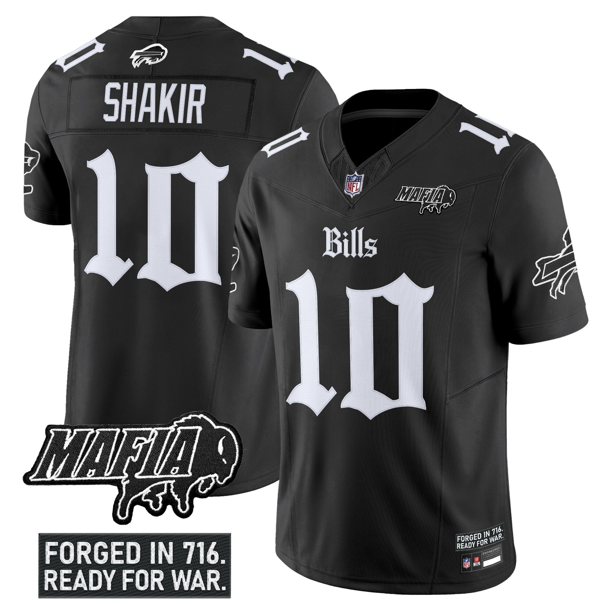 Khalil Shakir Men's Buffalo Bills 'Gothic Cold Front Edition' Vapor Limited Black Jersey - All Stitched