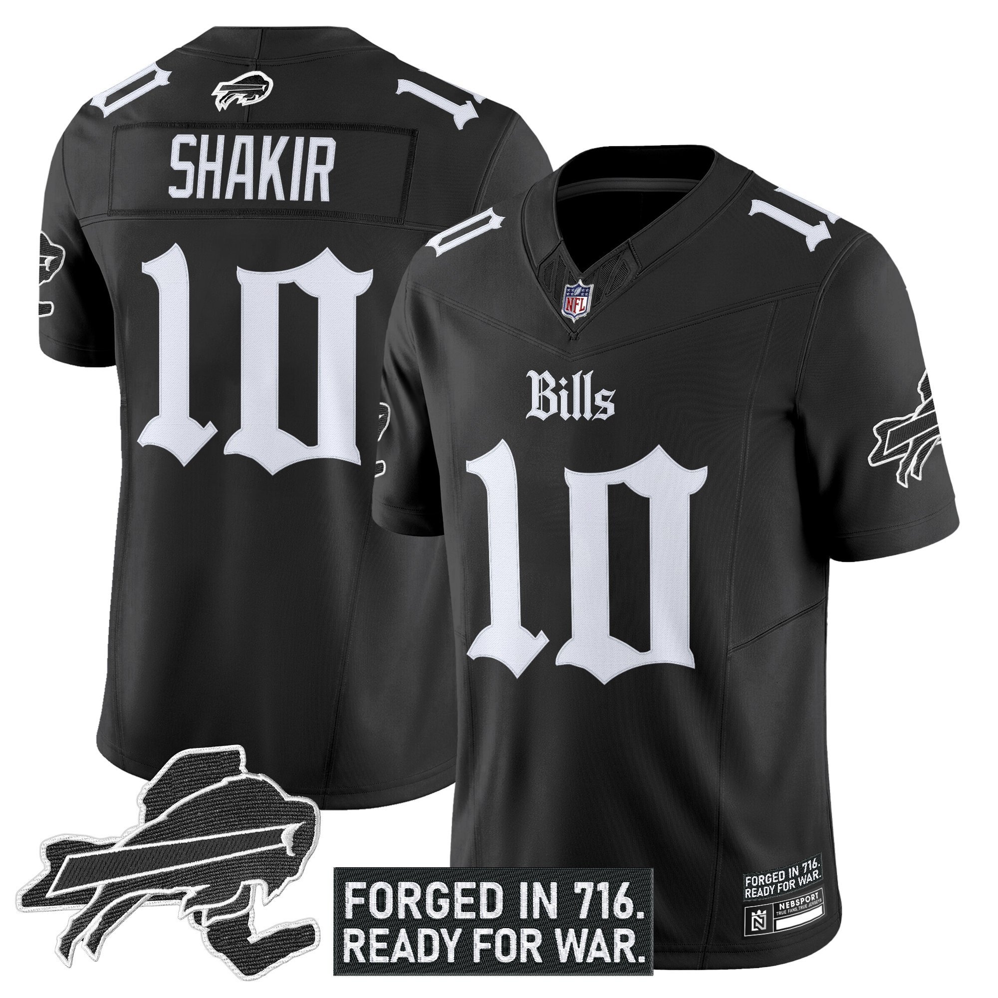 Khalil Shakir Men's Buffalo Bills 'Gothic Cold Front Edition' Vapor Limited Black Jersey - All Stitched