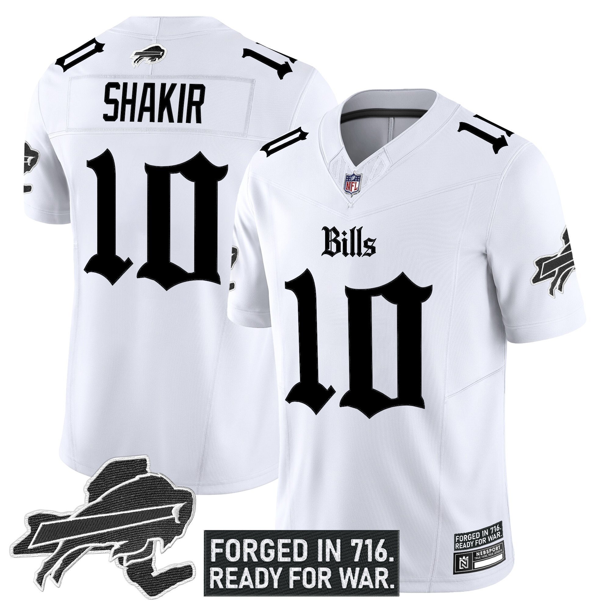 Khalil Shakir Men's Buffalo Bills 'Gothic Cold Front Edition' Vapor Limited White Jersey - All Stitched