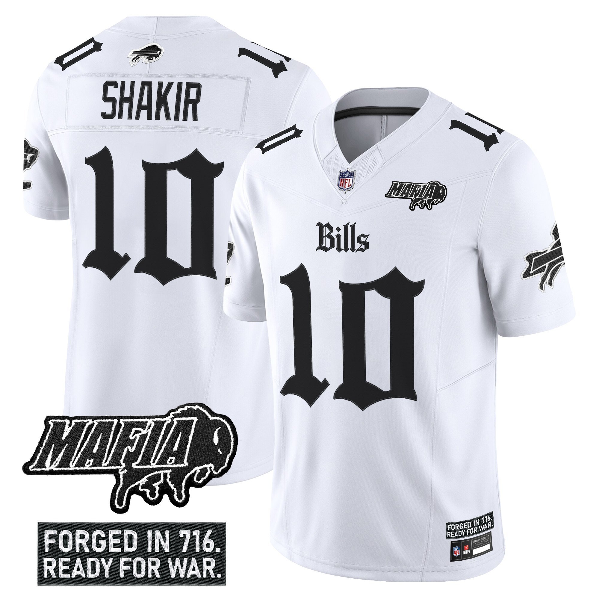 Khalil Shakir Men's Buffalo Bills 'Gothic Cold Front Edition' Vapor Limited White Jersey - All Stitched