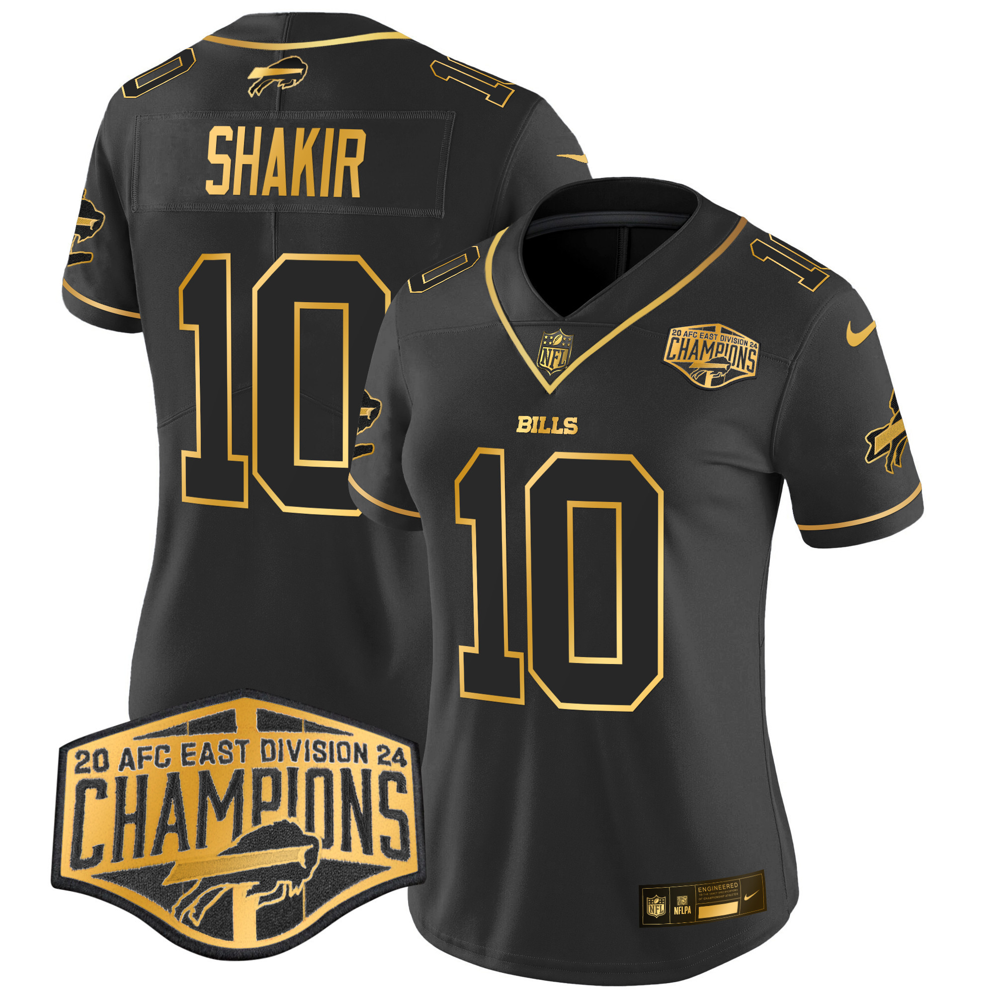 Khalil Shakir Women's Buffalo Bills 2024 AFC East Division Champions Gold Vapor Limited Black Gold Jersey - All Stitched