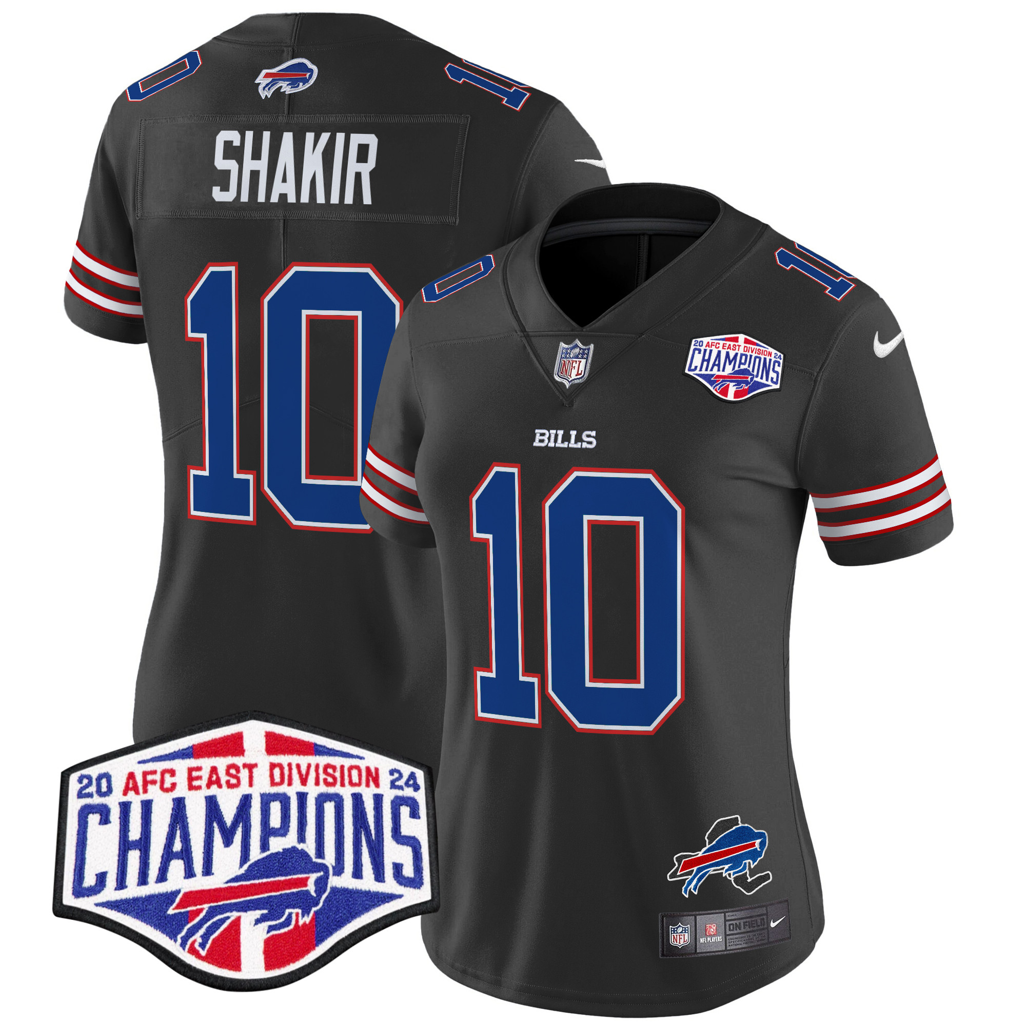 Khalil Shakir Women's Buffalo Bills 2024 AFC East Division Champions Vapor Limited Black Jersey - All Stitched