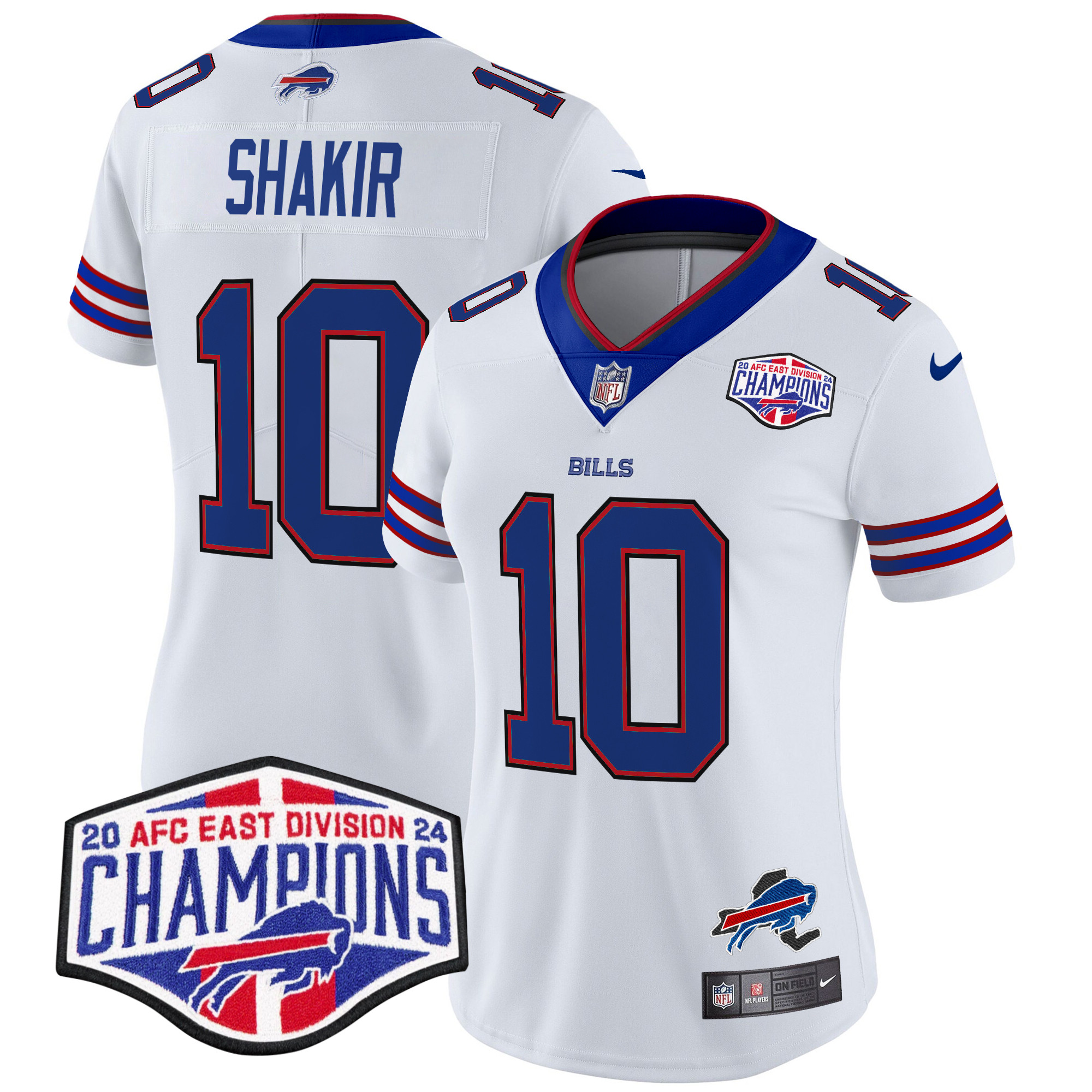 Khalil Shakir Women's Buffalo Bills 2024 AFC East Division Champions Vapor Limited White Jersey - All Stitched