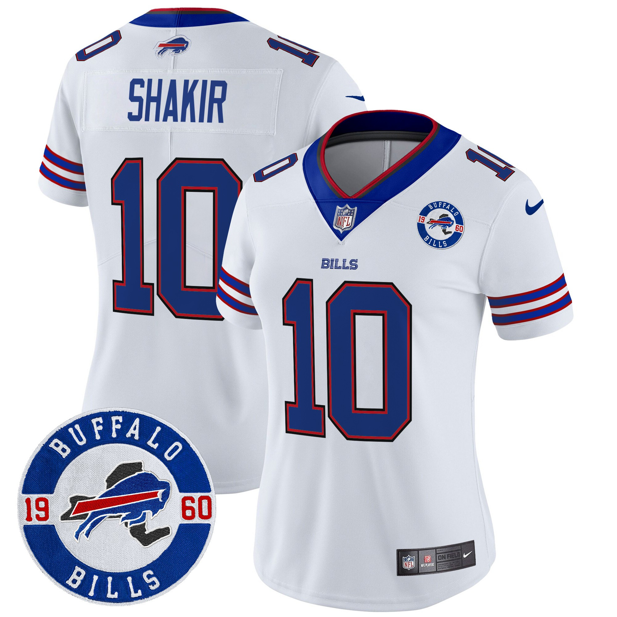 Khalil Shakir Women's Buffalo Bills 2024 Vapor Limited White Jersey - All Stitched