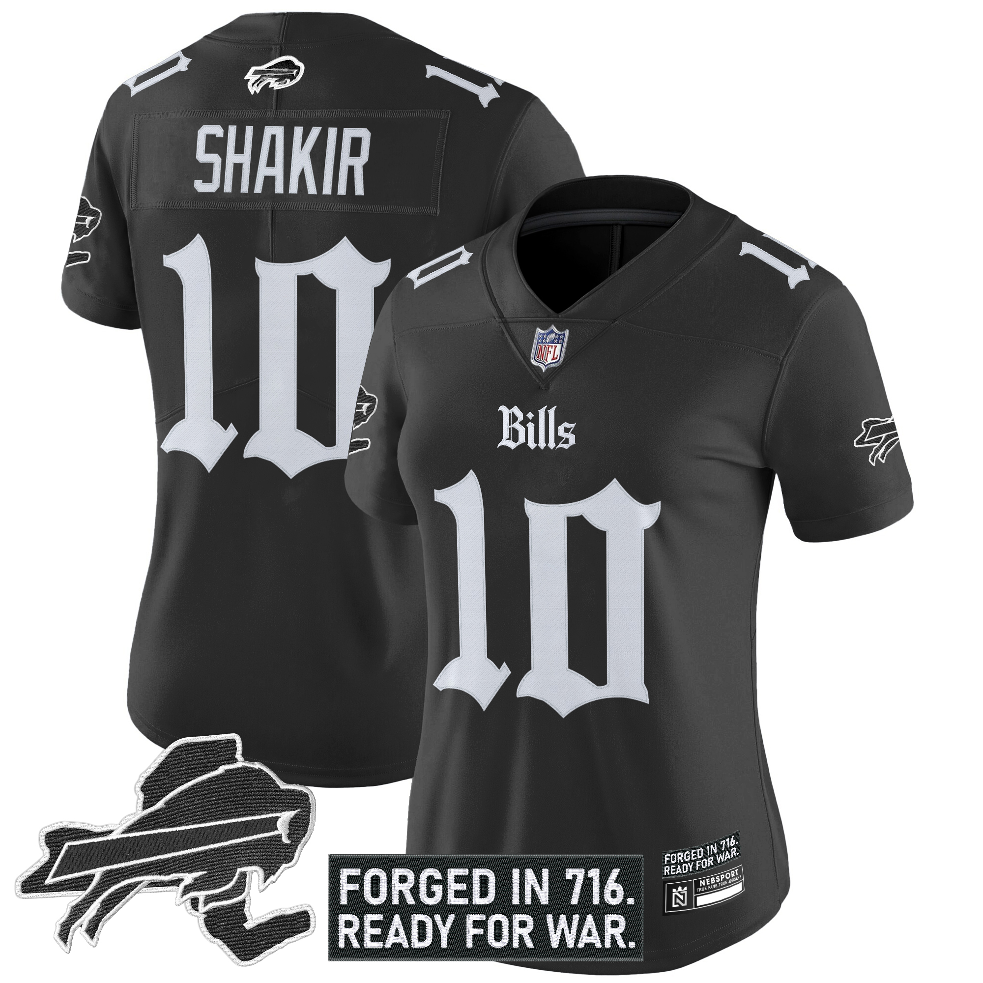 Khalil Shakir Women's Buffalo Bills 'Gothic Cold Front Edition' Vapor Limited Black Jersey - All Stitched