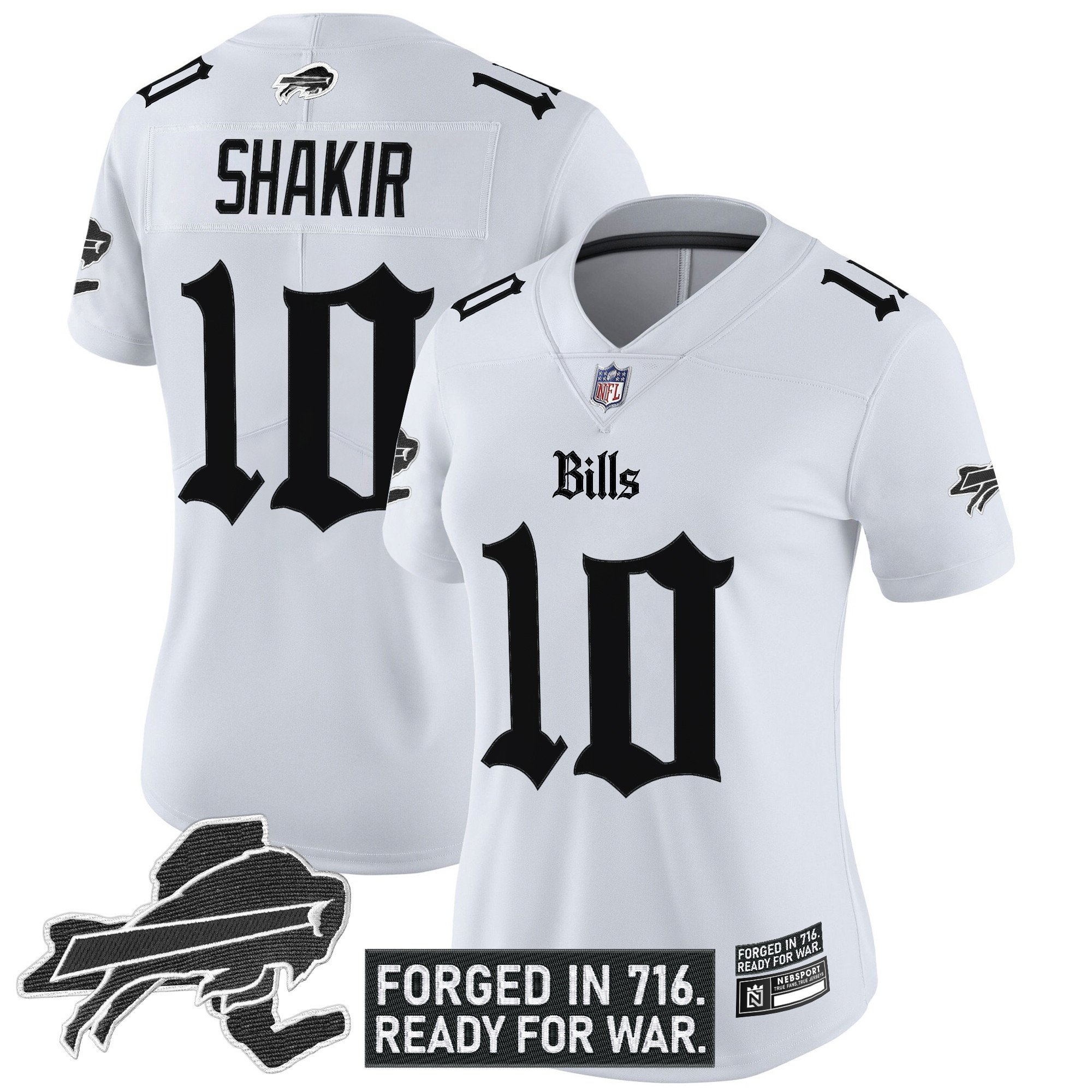 Khalil Shakir Women's Buffalo Bills 'Gothic Cold Front Edition' Vapor Limited White Jersey - All Stitched