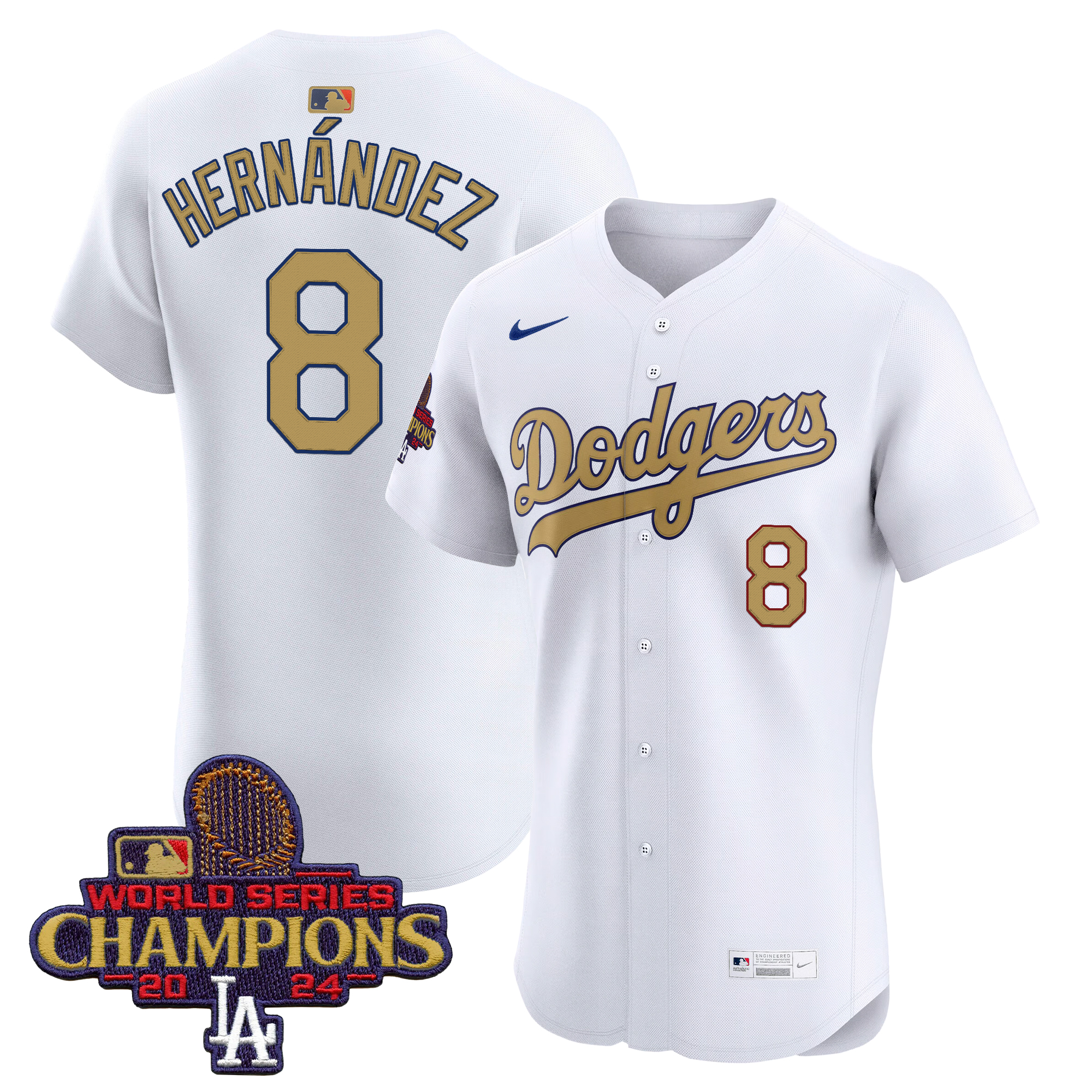 Kike Hernandez Men's Los Angeles Dodgers 2025 Gold Vapor Premier Elite White Jersey - All Stitched