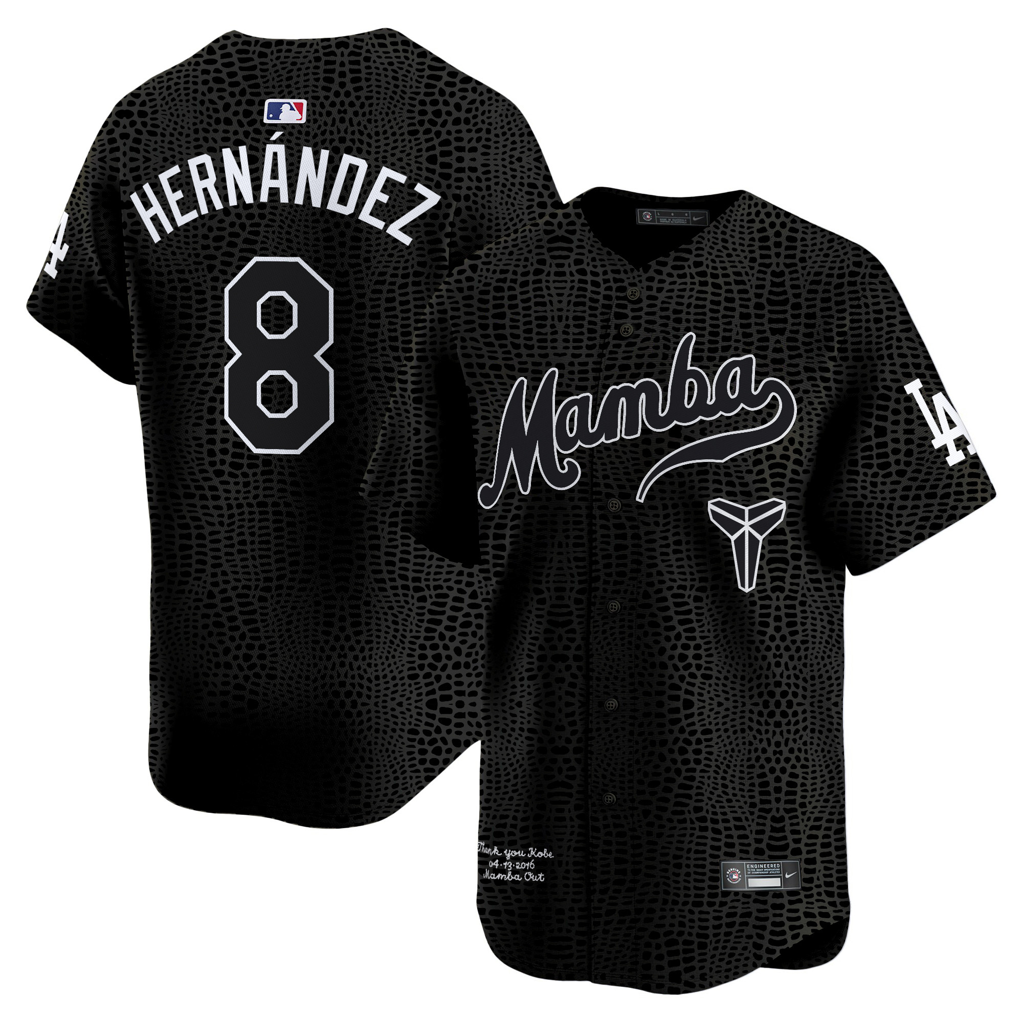 Kike Hernandez Men's Los Angeles Dodgers Kobe Bryant Mamba Vapor Premier Limited Mamba Jersey - All Stitched