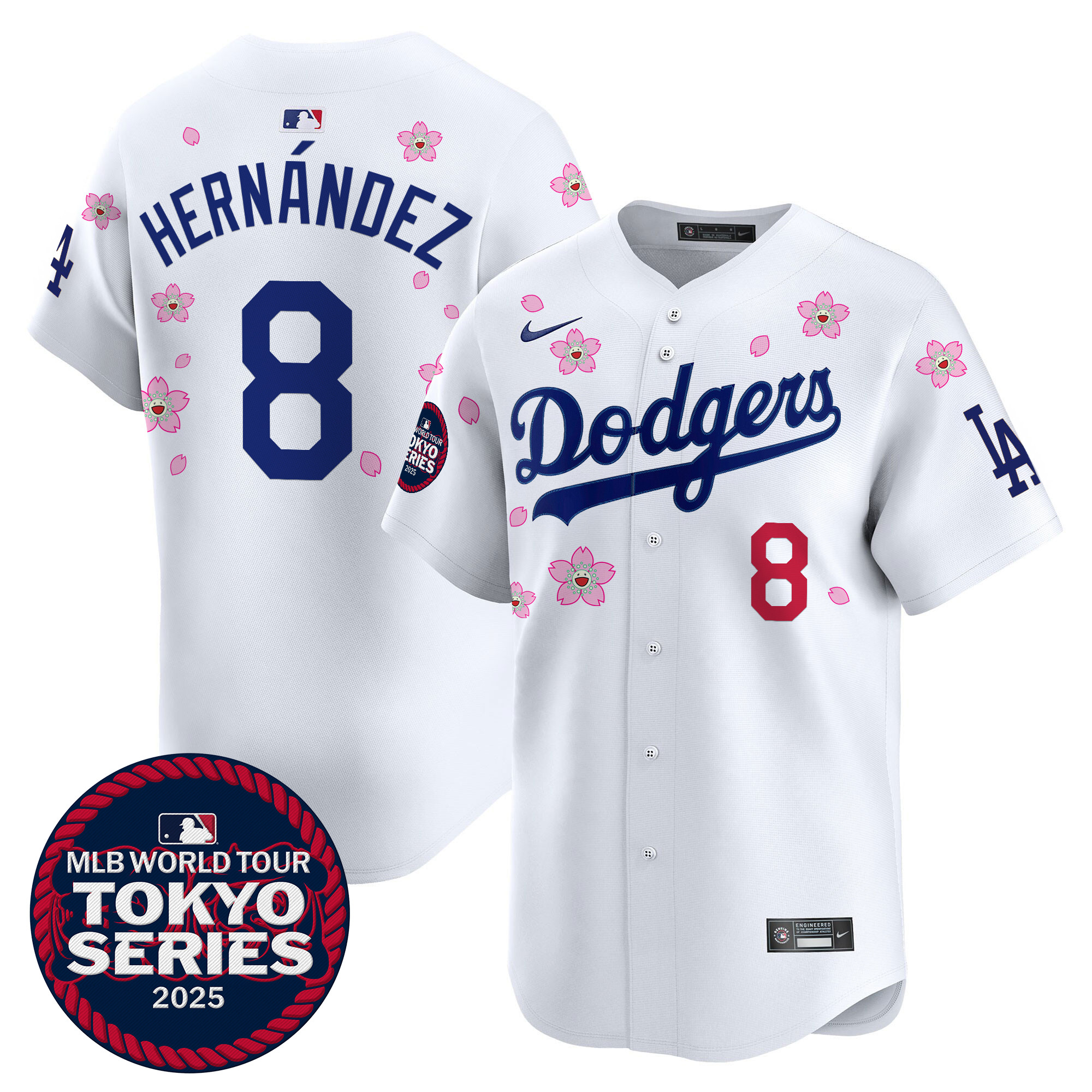 Kike Hernandez Men's Los Angeles Dodgers Tokyo Series 2025 Vapor Premier Limited White Jersey V2 - Stitched