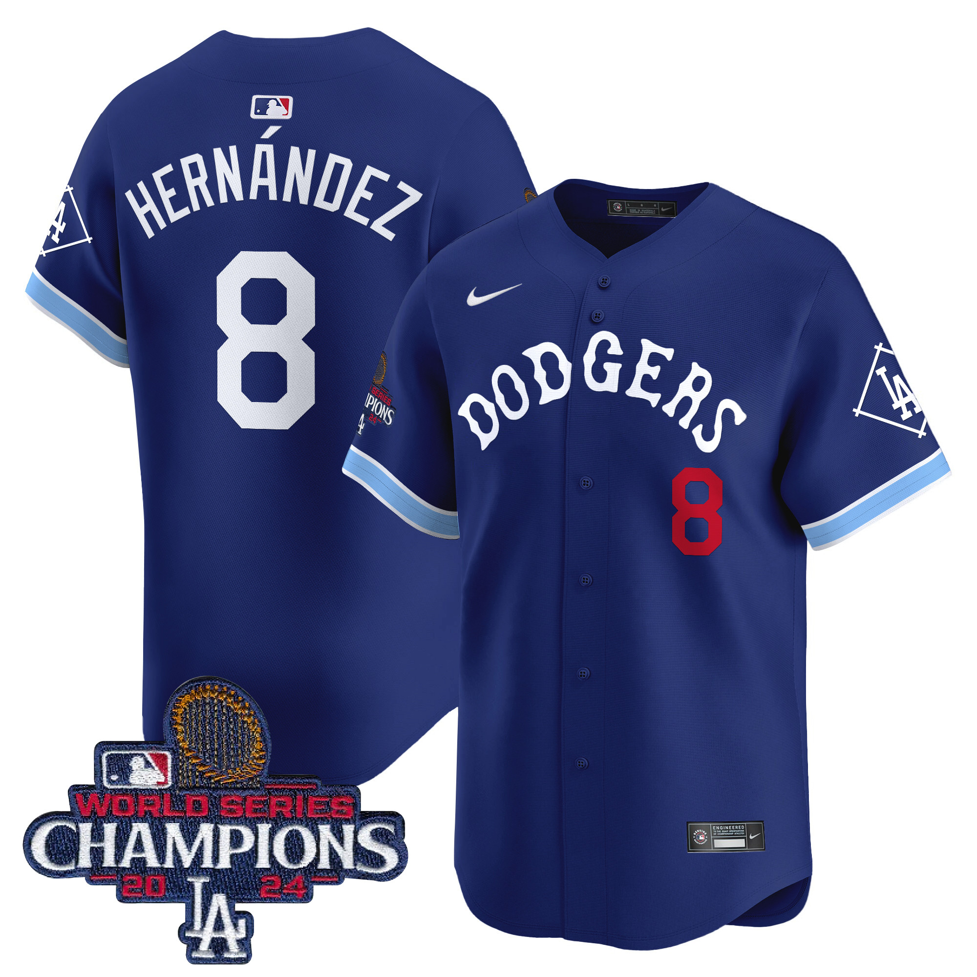 Kike Hernandez Men's Los Angeles Dodgers Tribute 2024 World Series Champions Vapor Premier Limited Royal Jersey - All Stitched