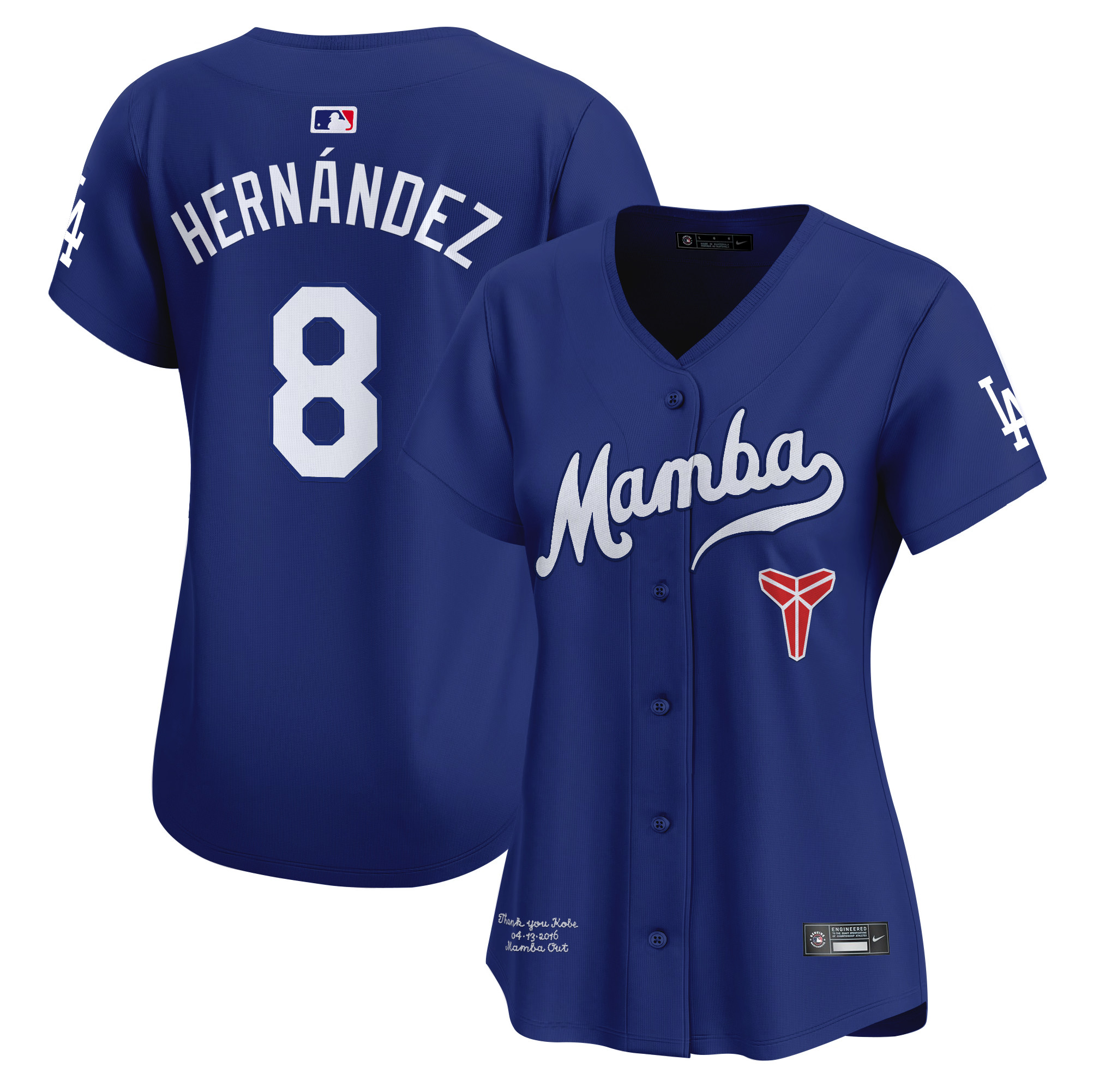 Kike Hernandez Women's Los Angeles Dodgers Kobe Bryant Mamba Vapor Premier Limited Royal Jersey - All Stitched