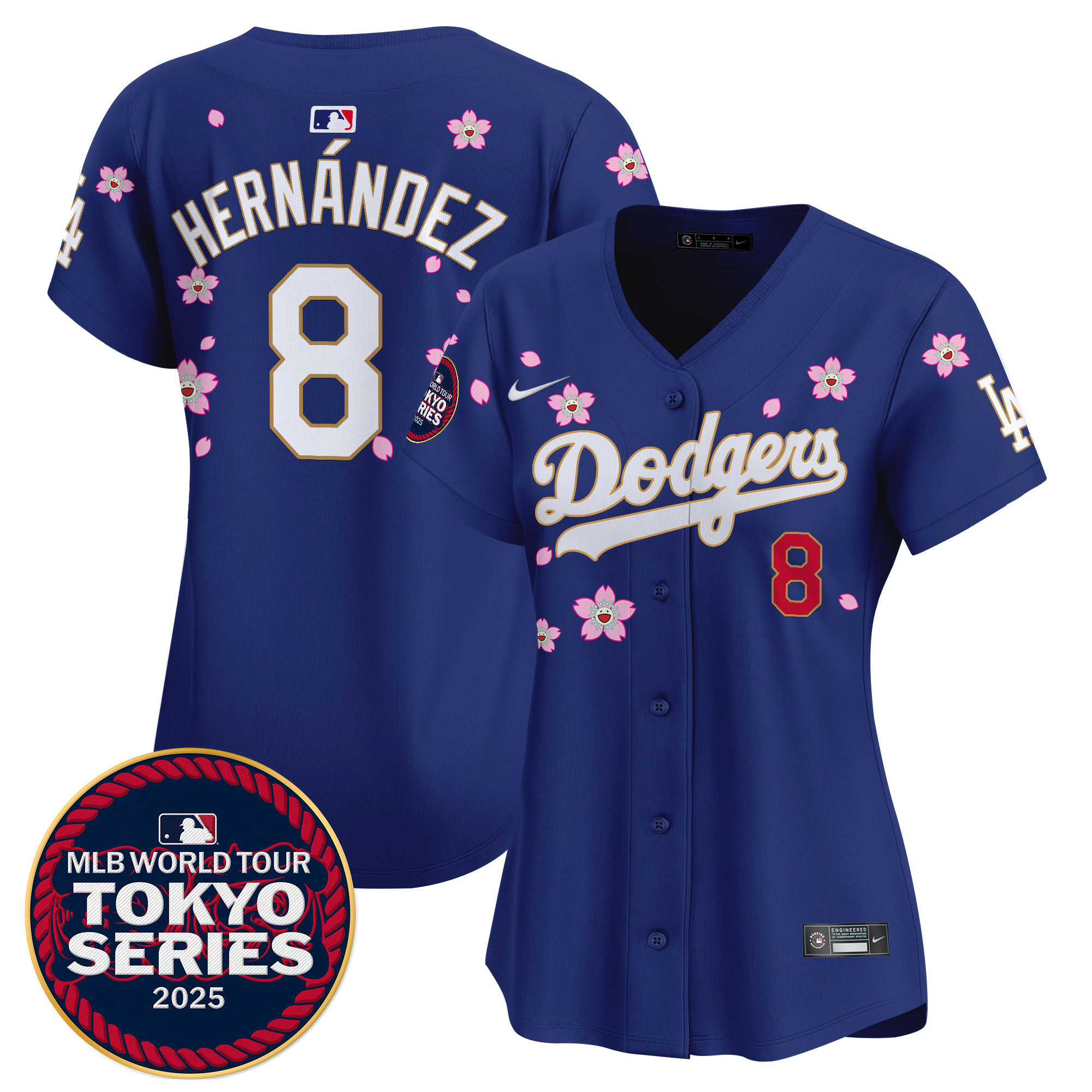 Kike Hernandez Women's Los Angeles Dodgers Tokyo Series 2025 Gold Trim Vapor Premier Limited Royal Jersey V2 - Stitched