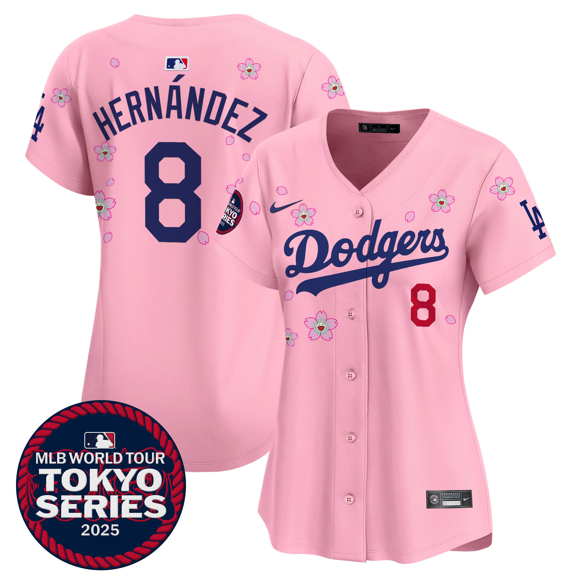 Kike Hernandez Women's Los Angeles Dodgers Tokyo Series 2025 Vapor Premier Limited Cherry Blossom Jersey - Stitched