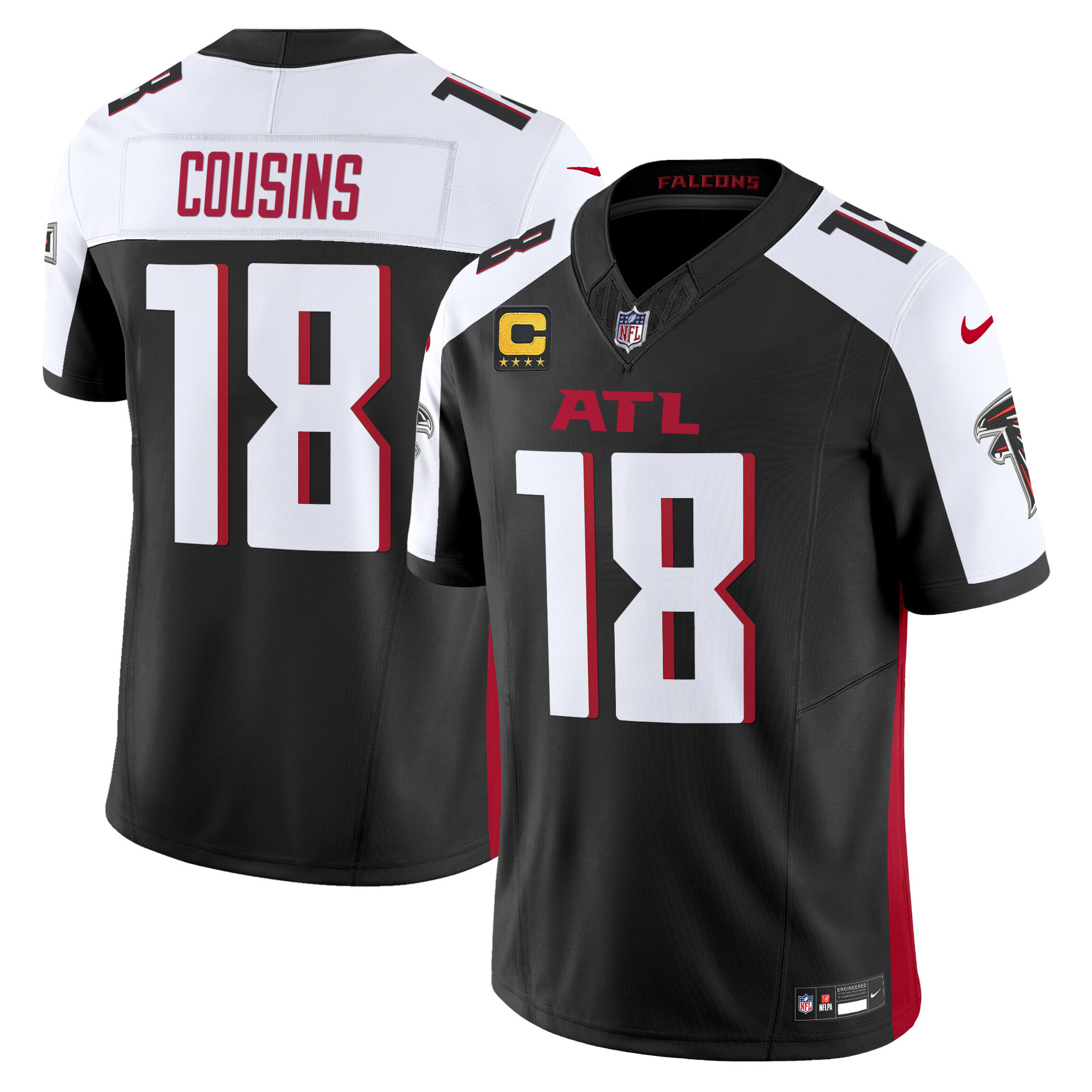Kirk Cousins Men's Atlanta Falcons 2024 Vapor Limited Black Alternate Jersey - All Stitched