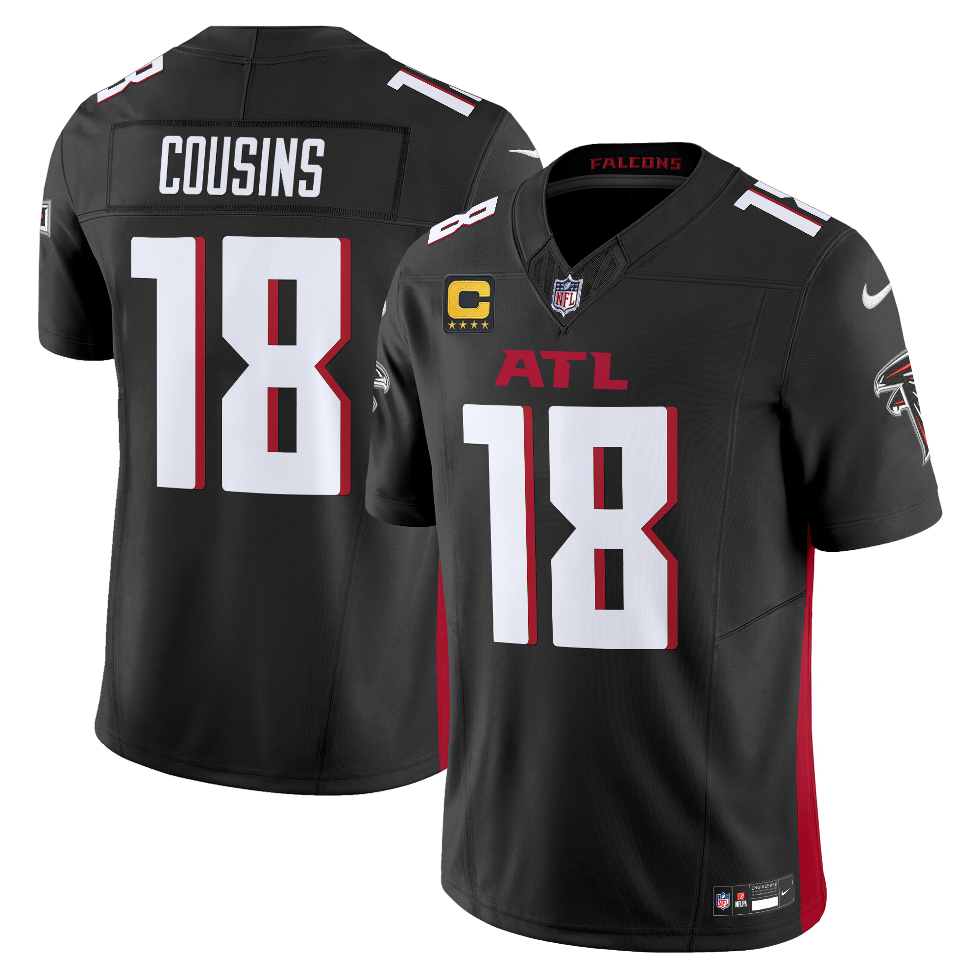 Kirk Cousins Men's Atlanta Falcons 2024 Vapor Limited Black Jersey - All Stitched