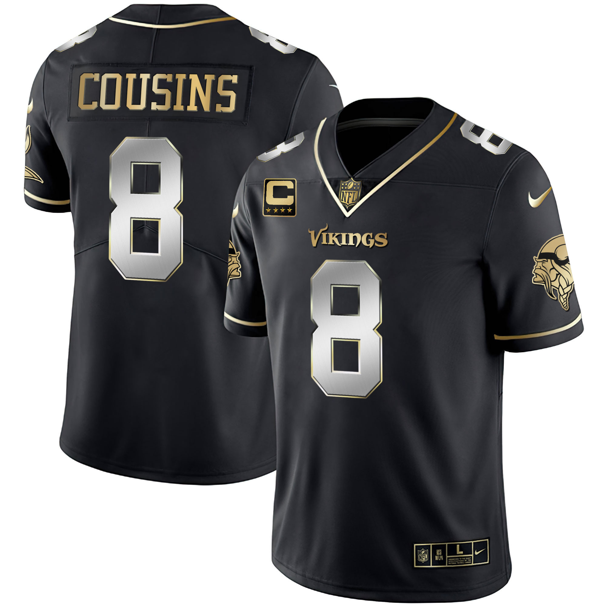 Kirk Cousins Men's Minnesota Vikings Gold & Purple Black Limited Jersey - All Stitched