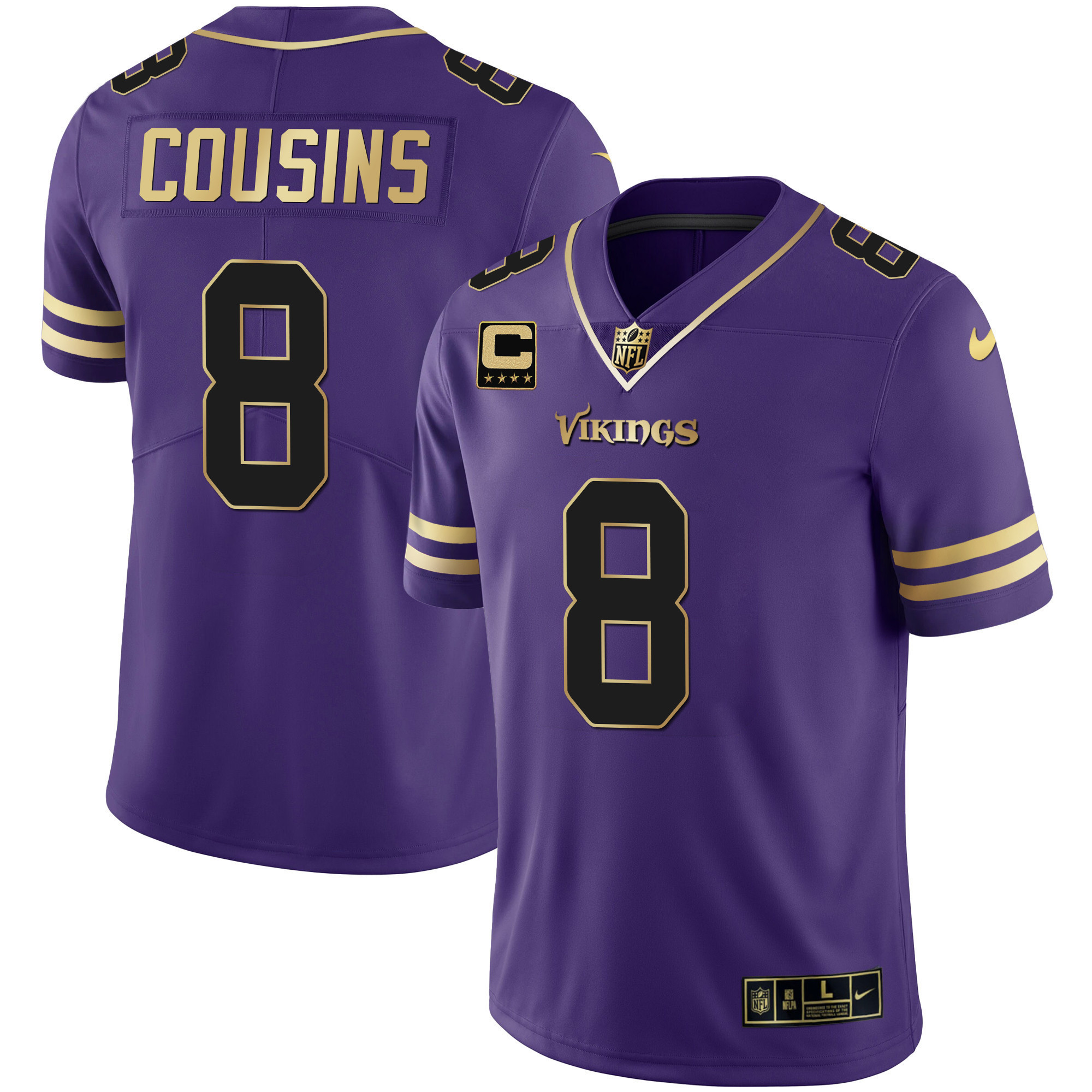 Kirk Cousins Men's Minnesota Vikings Purple Gold Vapor Purple Gold Jersey - All Stitched